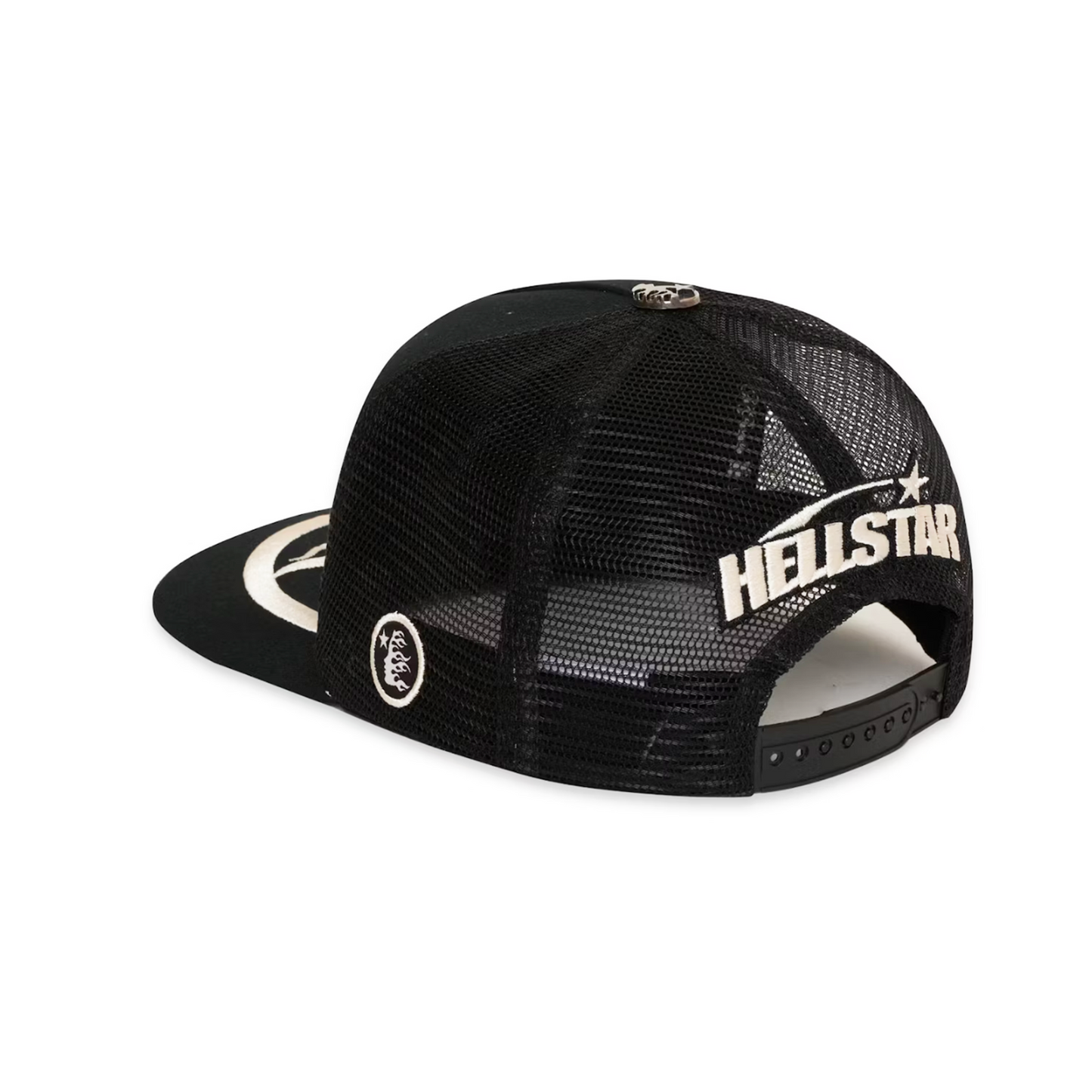 Hellstar Big Logo Trucker Snapback Hat Black