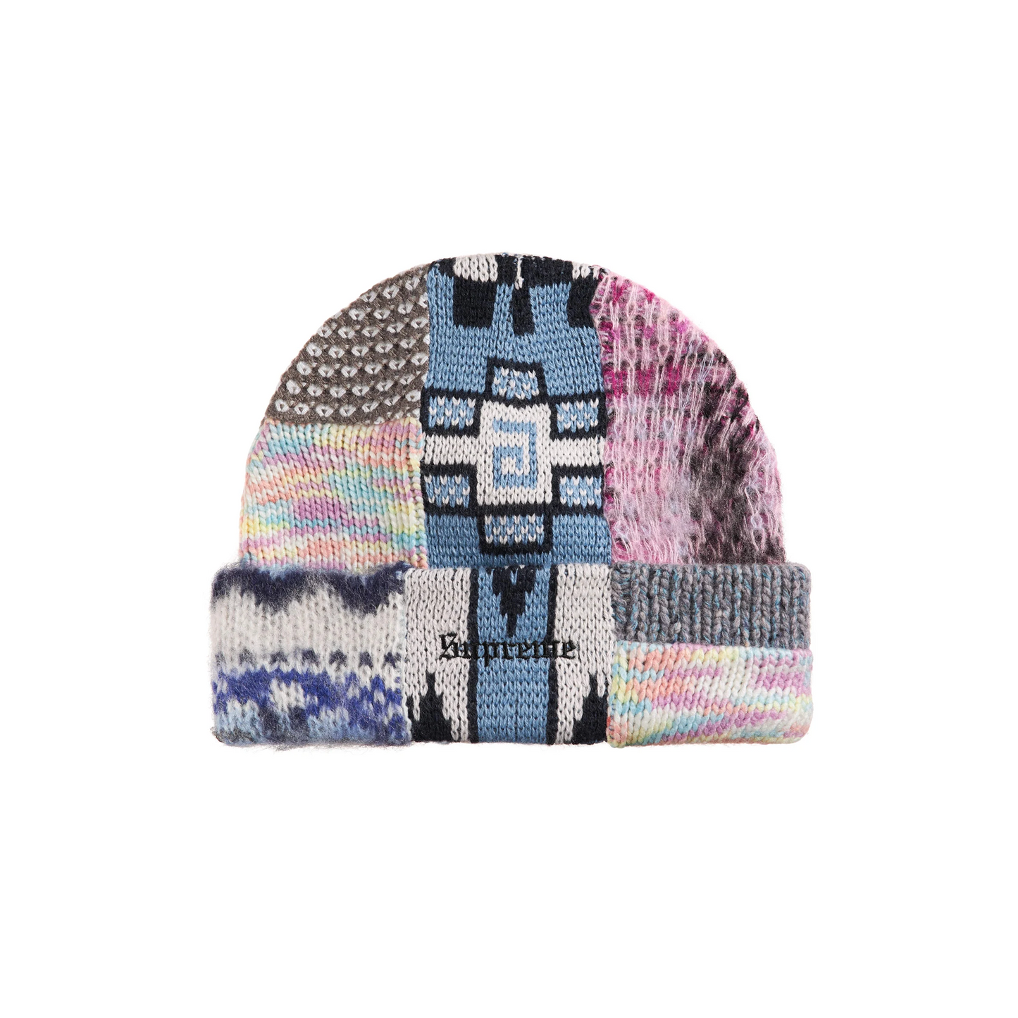 Supreme Patchwork Beanie Light Blue