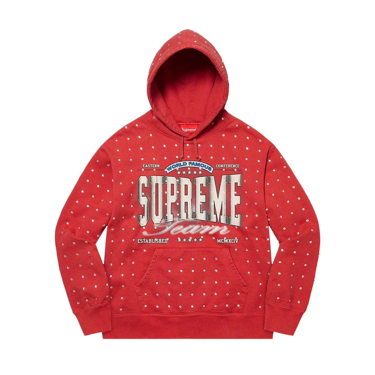 Supreme Rhinestone Hooded Sweatshirt Burnt Red [USED] - XL (Used)