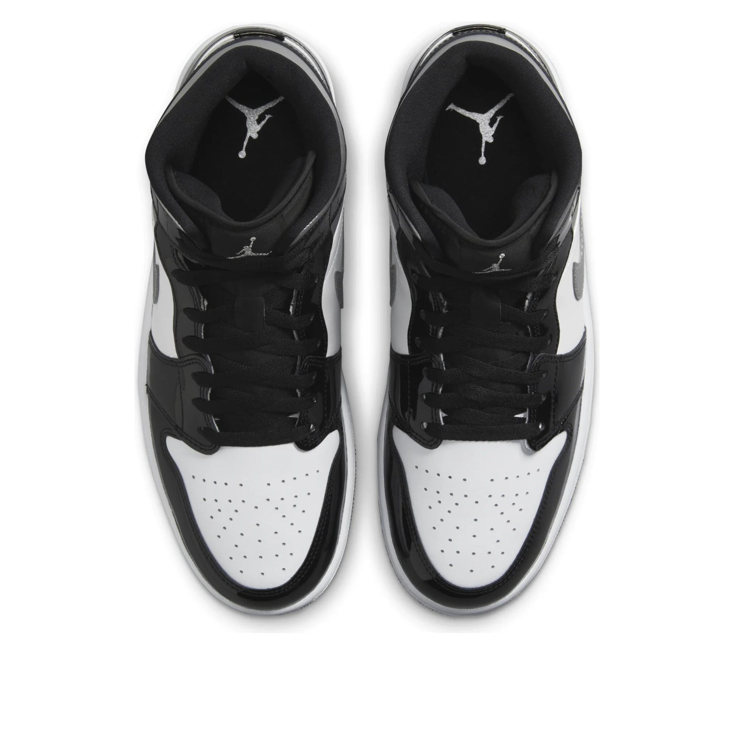 HV0789 010 Air Jordan 1 Mid SE Patent Black White Metallic Silver Metallic Gold