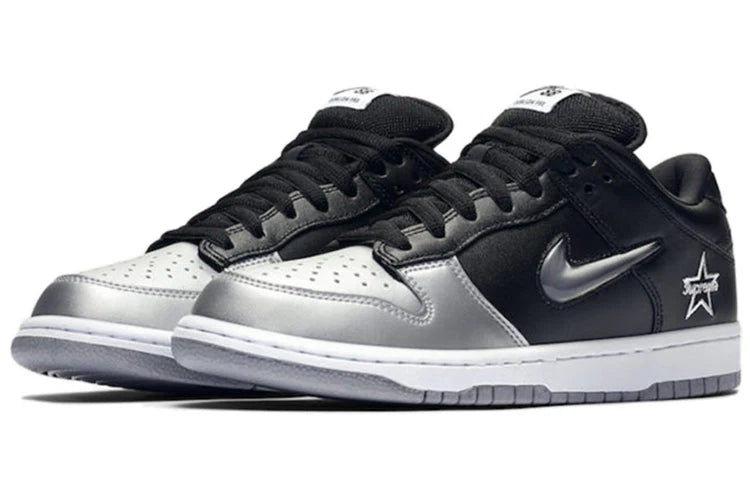 CK3480 001 Supreme Nike Dunk SB Low Jewel Swoosh Metallic Silver