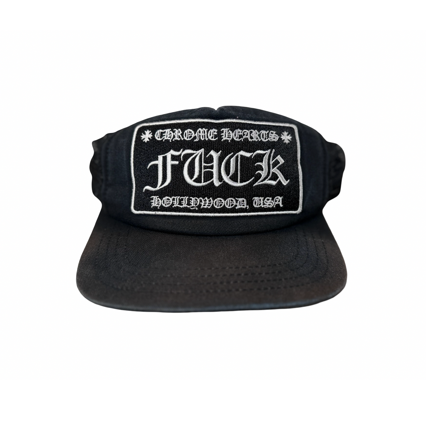 Chrome Hearts FUCK Hollywood Trucker Hat Black/Black [USED] - O/S (Used4)