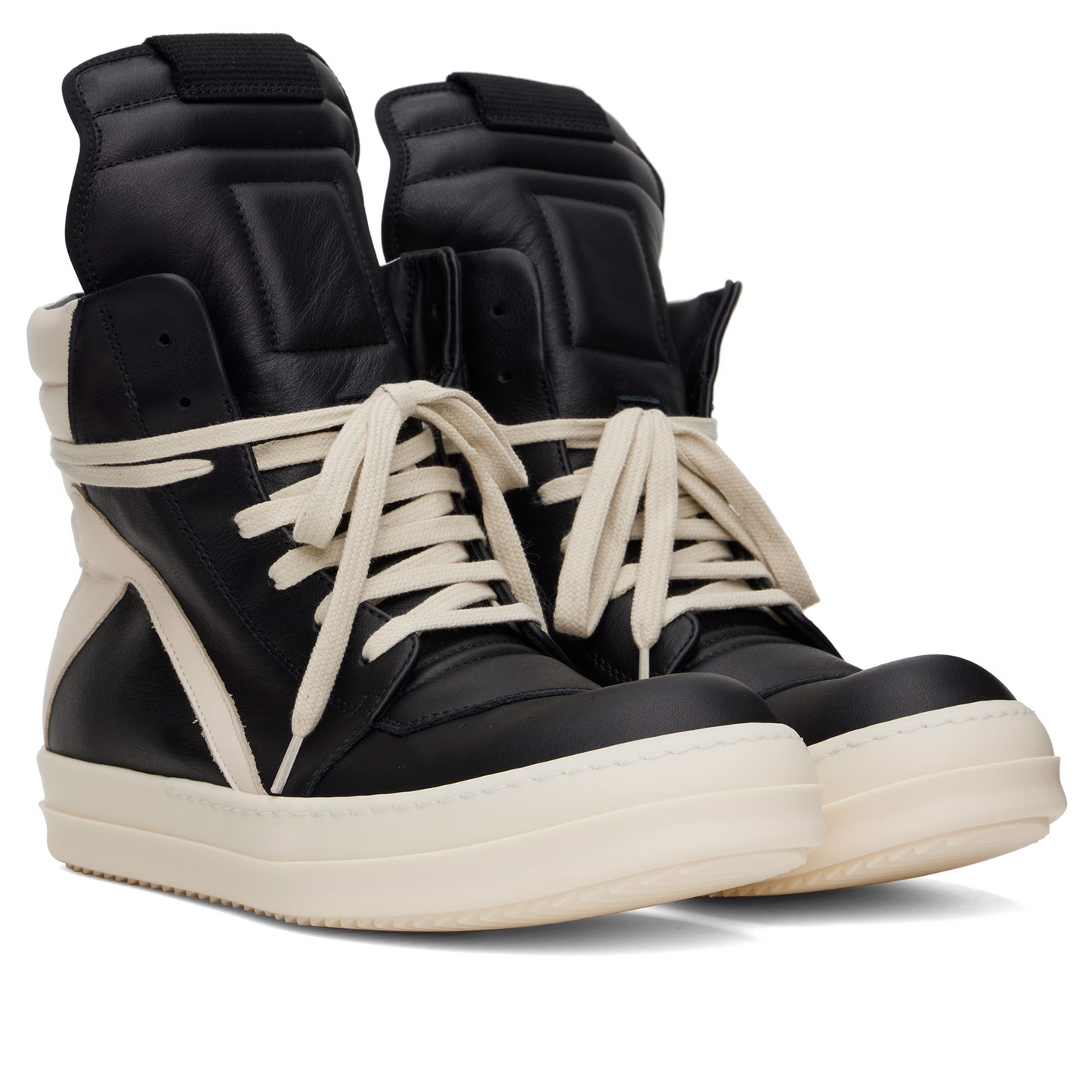 RP02E4894 LGYLPO 911 Rick Owens Geobasket Sneakers Black / Milk / Milk