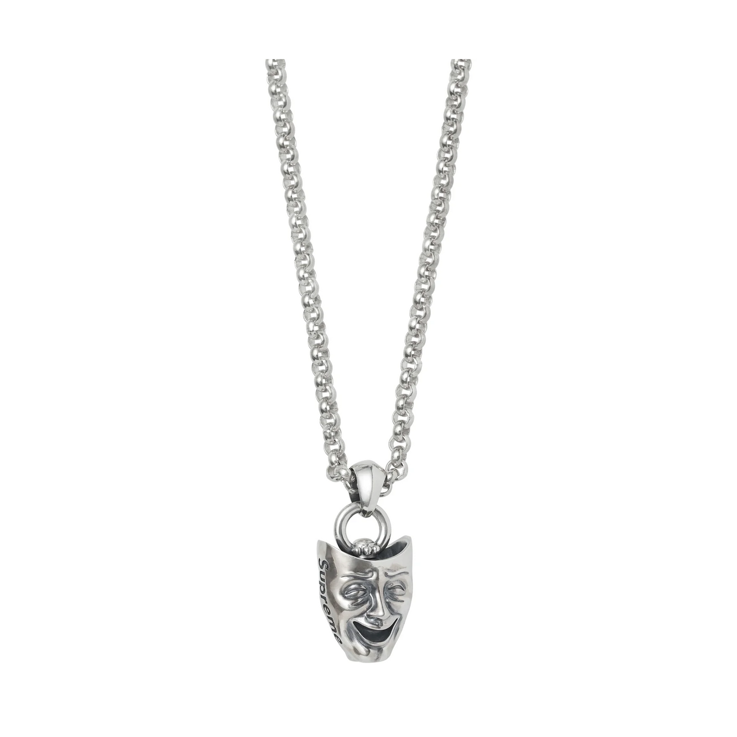 Supreme Drama Masks Smile Pendant Necklace Silver