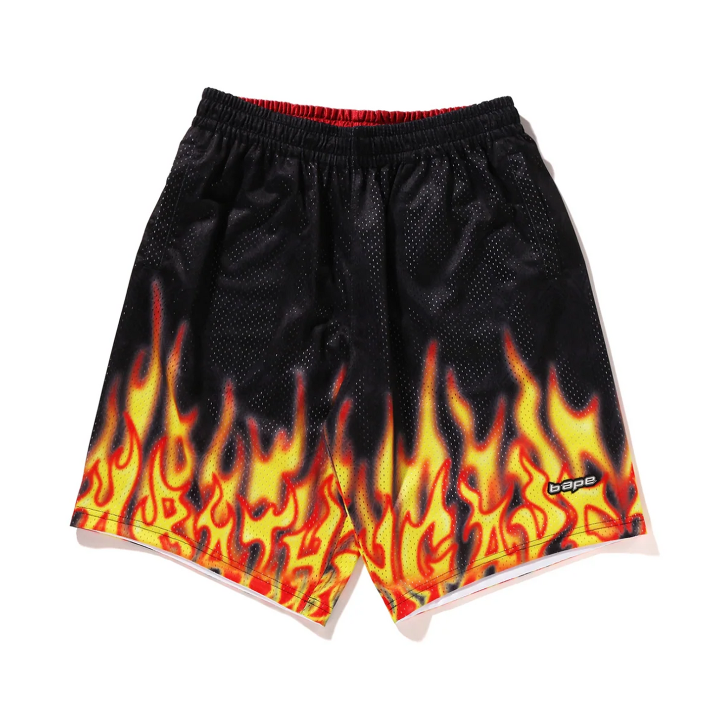 Bape A Bathing Ape Reversible Basketball Shorts Red / Flames