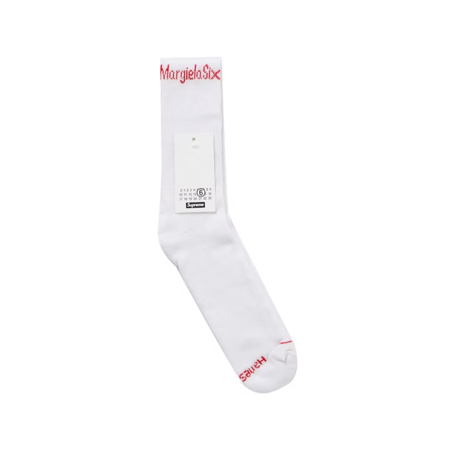 Supreme MM6 Maison Margiela Hanes Crew Socks (1 Pack) White