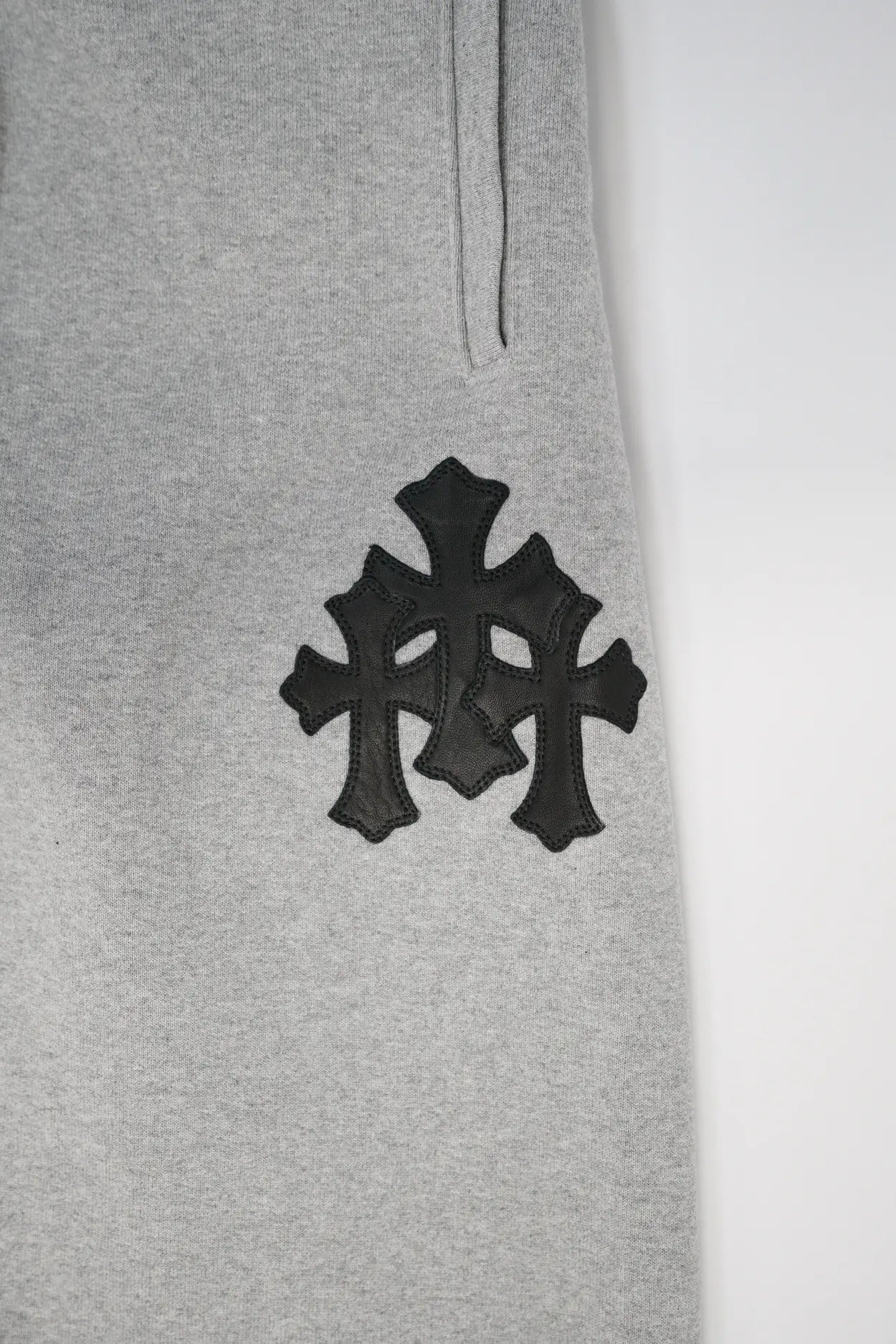 Chrome Hearts Paper Jam Triple Leather Cross Grey Sweatpants