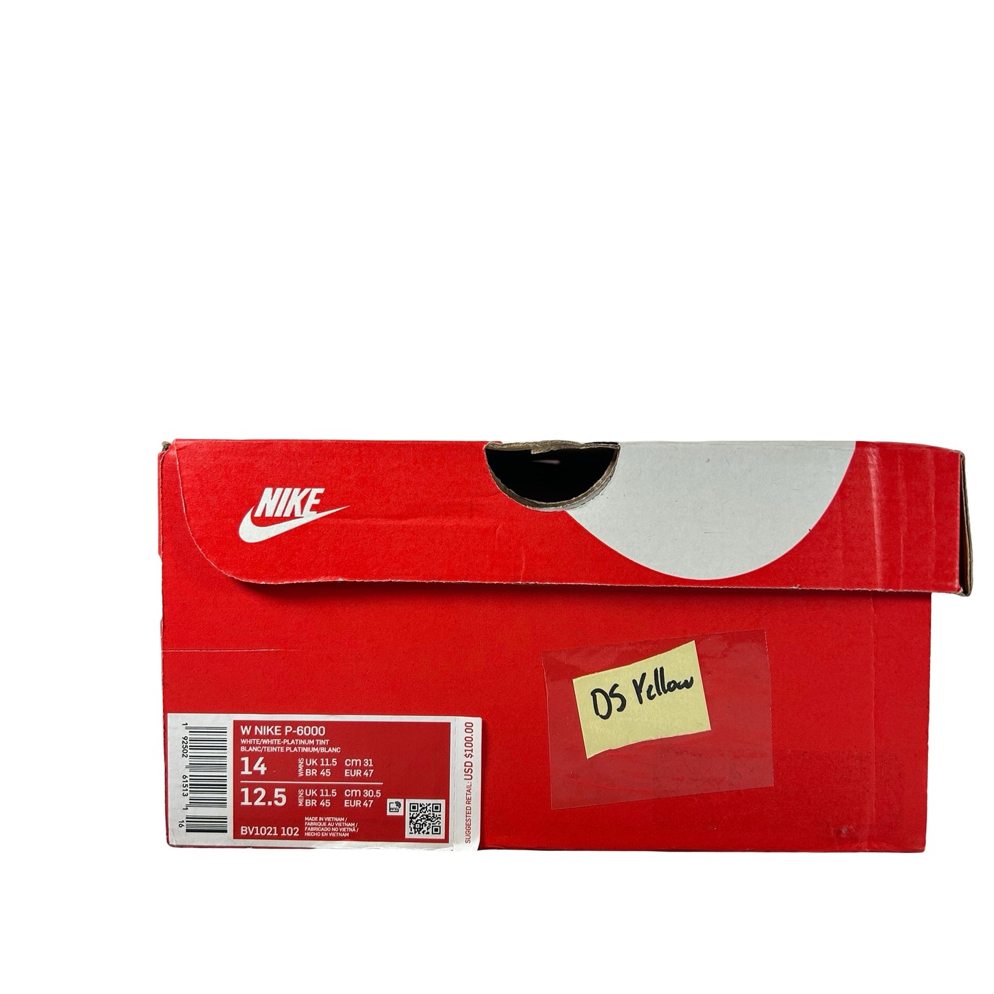 BV1021 102 Nike P-6000 Triple White (Women's) [YELLOWING] - 14 W (Yellowing)