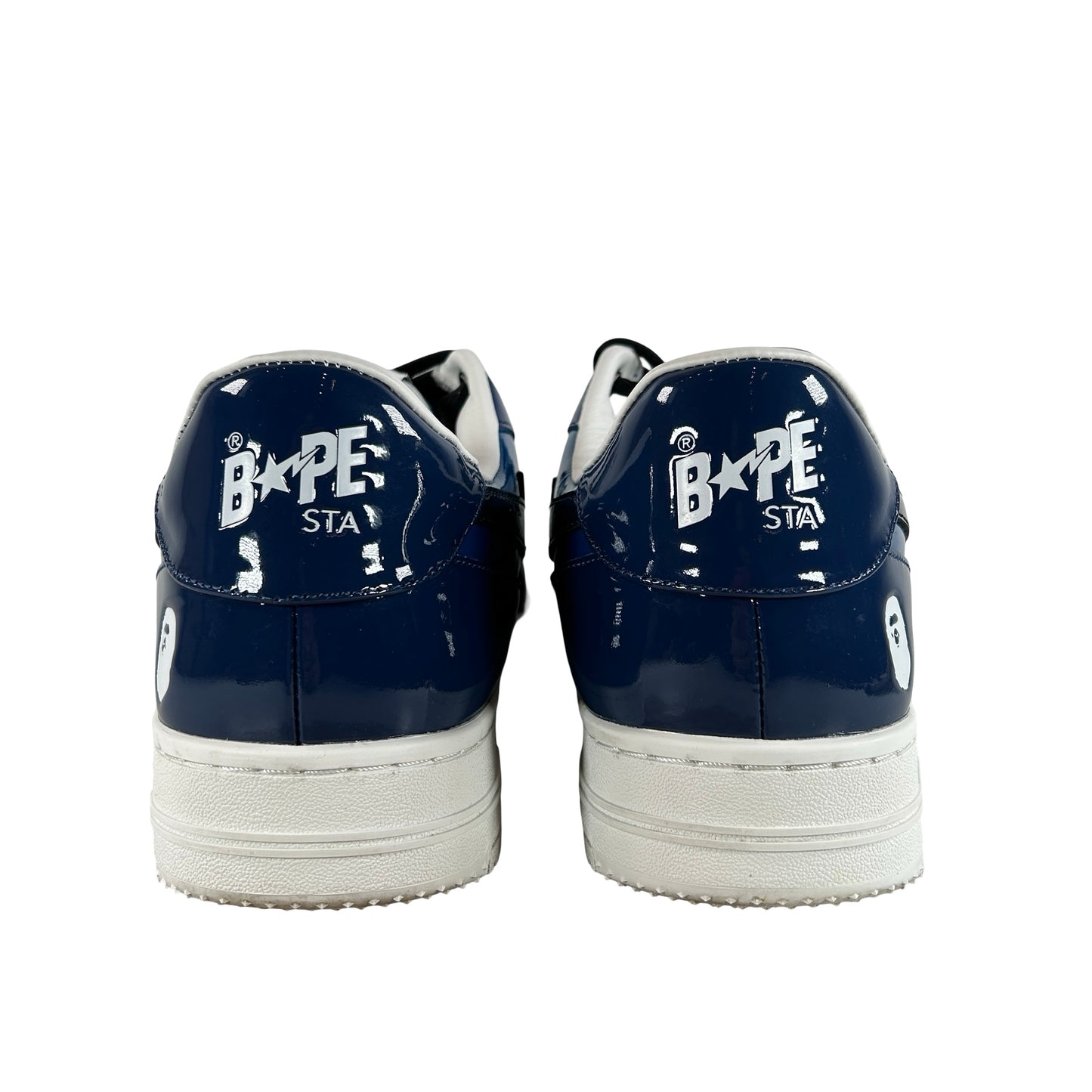001FWK801308 A Bathing Ape Bape Sta Icon Low Navy Blue Patent [USED] - 11 M (Used)