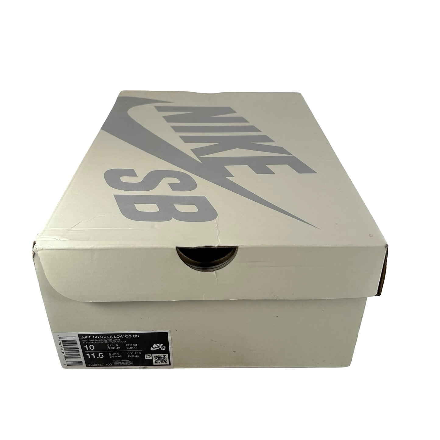 HQ8487 100 Nike SB Dunk Low Supreme 94 White Metallic Silver [USED] - 10 M (Used)