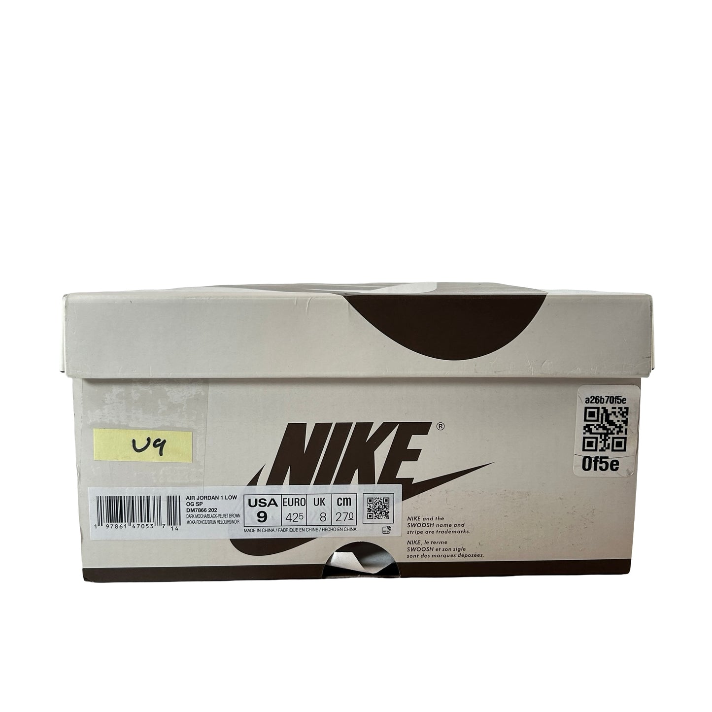 DM7866 202 Jordan 1 Retro Low OG SP Travis Scott Velvet Brown [USED] - 9 M (Used9)