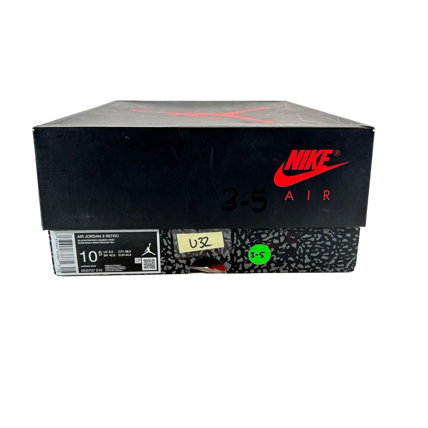 DN3707 010 Jordan 3 Retro OG Black Cement (2024) [USED] - 10.5 M (Used32)