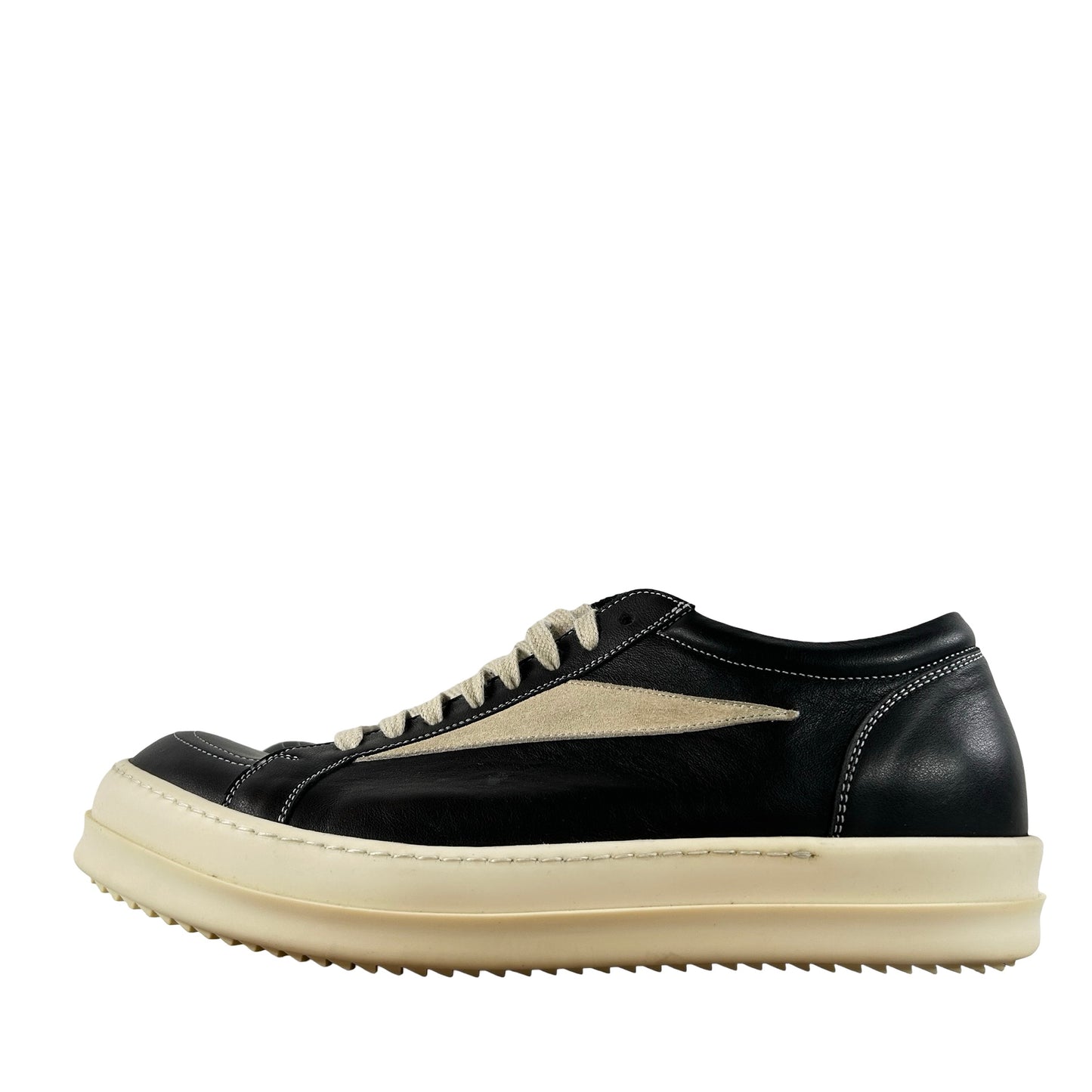 RU01F2897 LBELVS 911 Rick Owens Vintage Low Sneaker Black Milk [USED] - EU 43 (Used) (No Box)