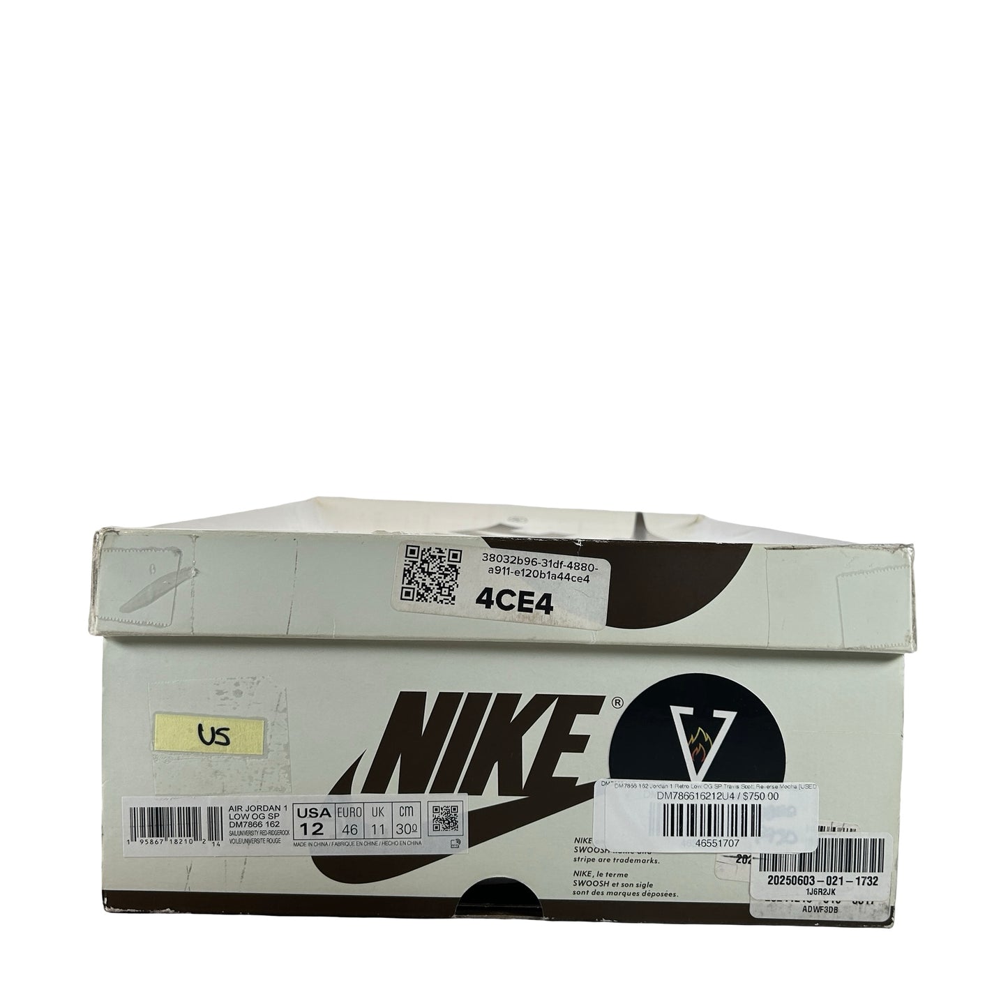 DM7866 162 Jordan 1 Retro Low OG SP Travis Scott Reverse Mocha [USED] - 12 M (Used5)