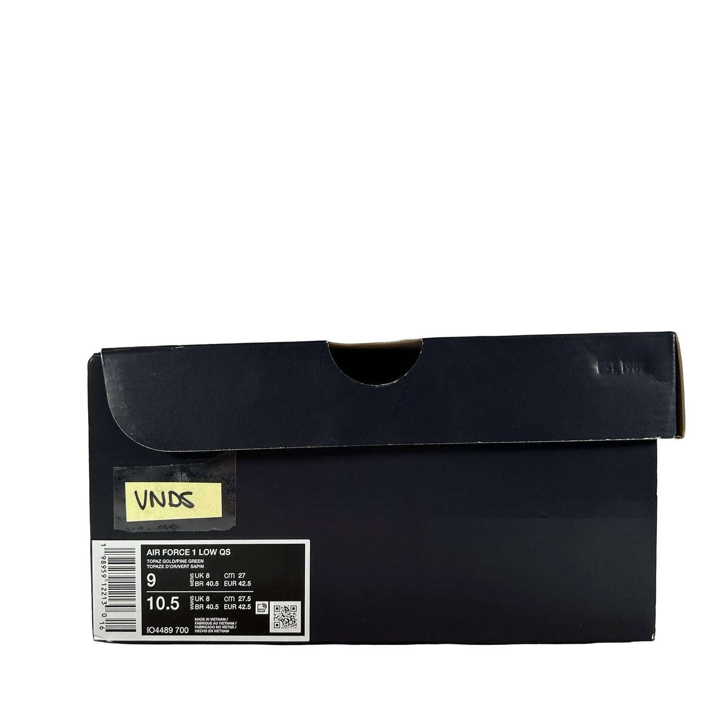 IO4489 700 Nike Air Force 1 Low Patent Leather Topaz Gold Pine Green [USED] - 9 M (VNDS)
