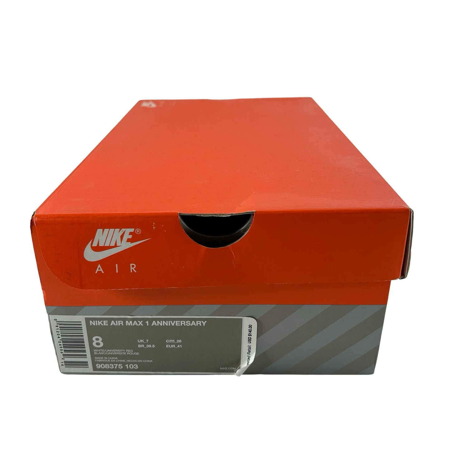908375 103 Nike Air Max 1 Anniversary Red (2017/2018 Restock Pair) [USED] - 8 M (Used)