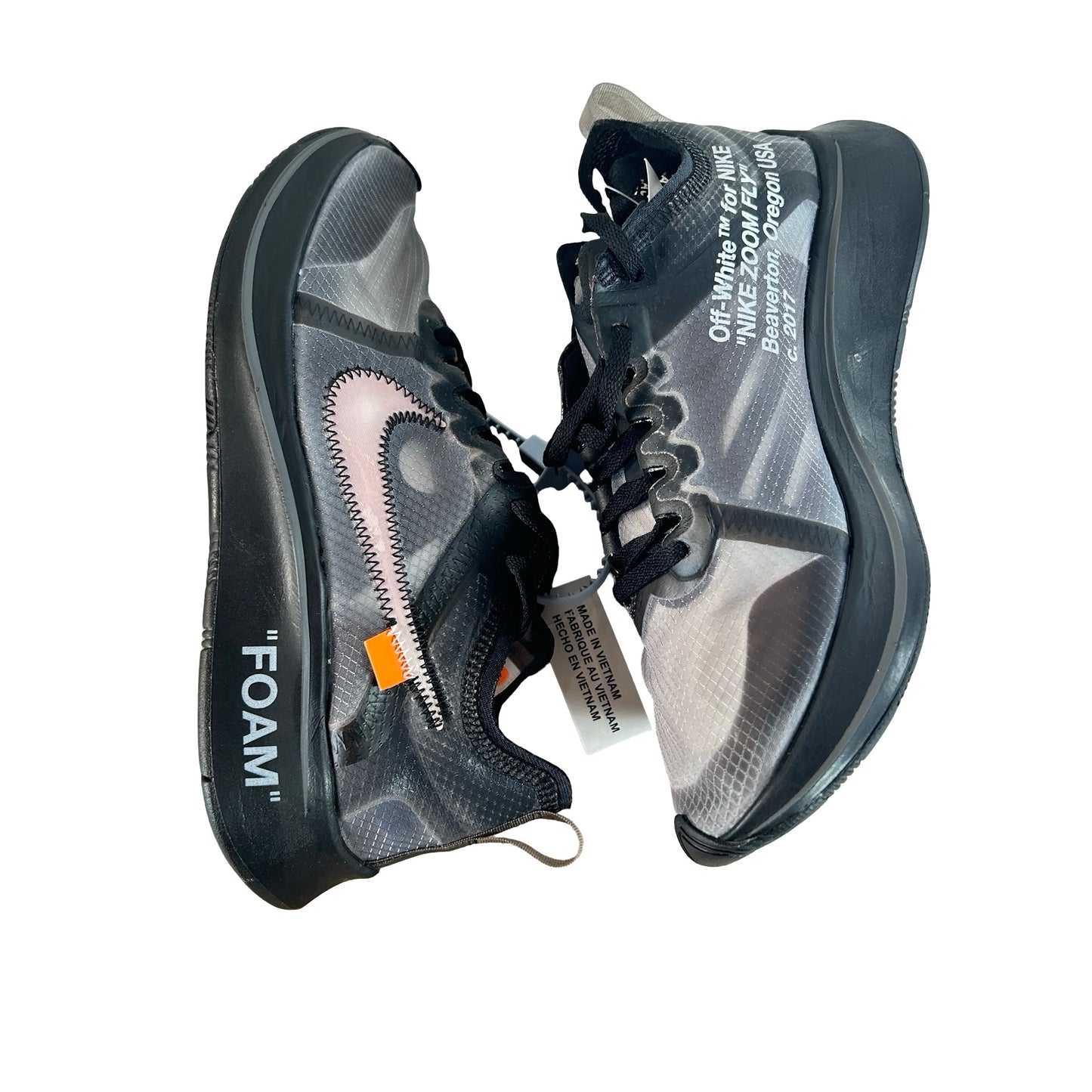AJ4588 001 Nike Zoom Fly Off-White Black Silver - 6 M (Yellowing)