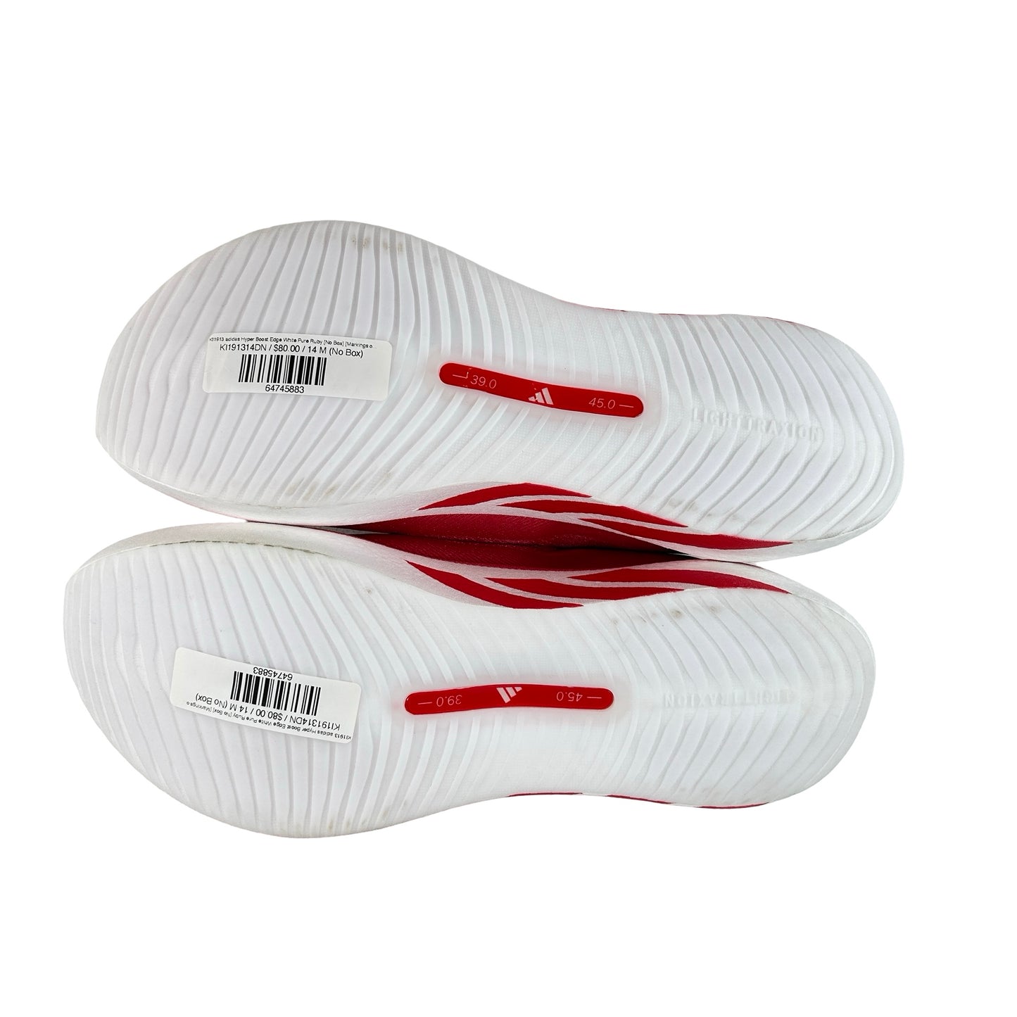 KI1913 adidas Hyper Boost Edge White Pure Ruby - 14 M (No Box) (Markings on Outsole)