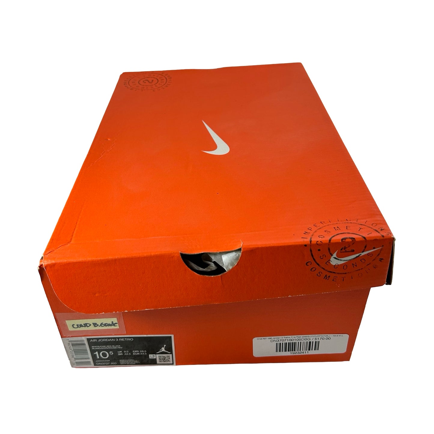 DN3707 160 Jordan 3 Retro Fire Red (2022) [CONDITIONAL] - 10.5 M (B-Grade)