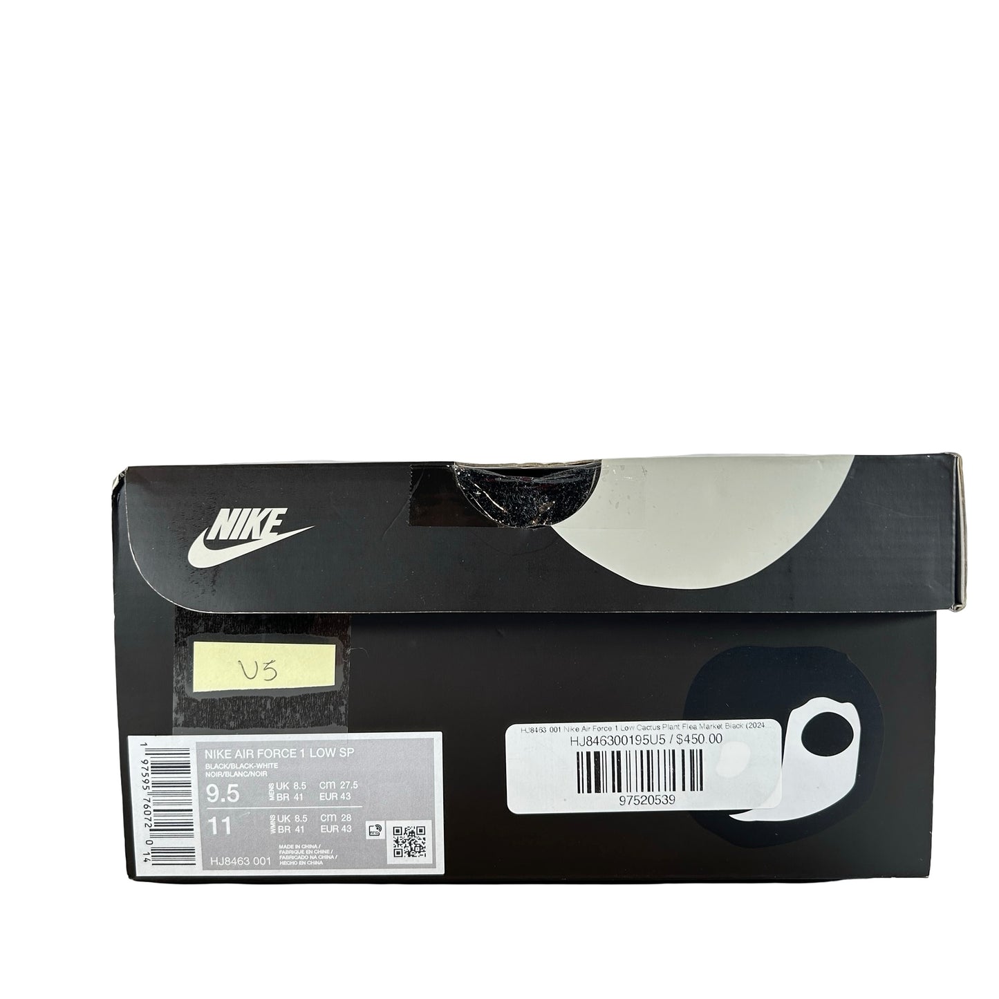 HJ8463 001 Nike Air Force 1 Low Cactus Plant Flea Market Black (2024) [USED] - 9.5 M (Used5)