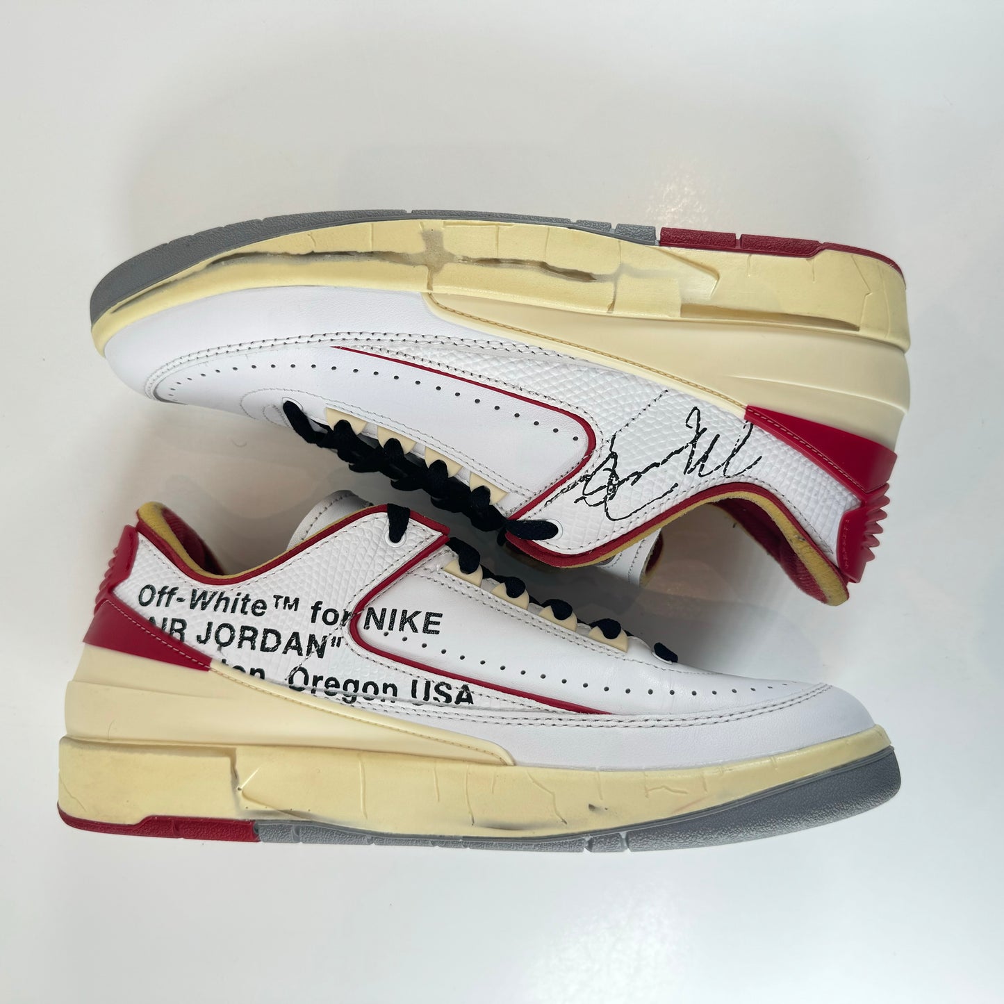 DJ4375 106 Jordan 2 Retro Low SP Off-White White Red [USED] - 9 M (Used) (No Box)