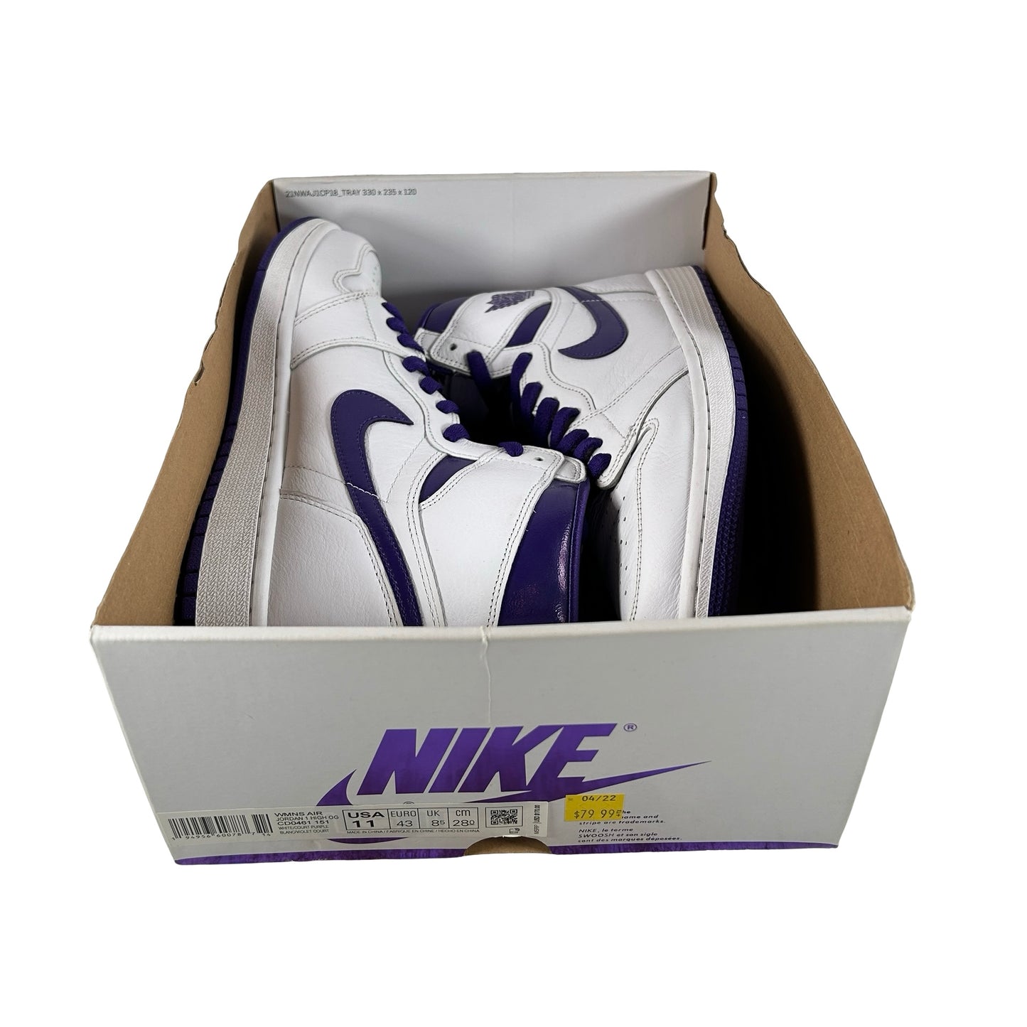 CD0461 151 Wmns Jordan 1 Retro High Court Purple [USED] - 11 W (Used) (No Lid)