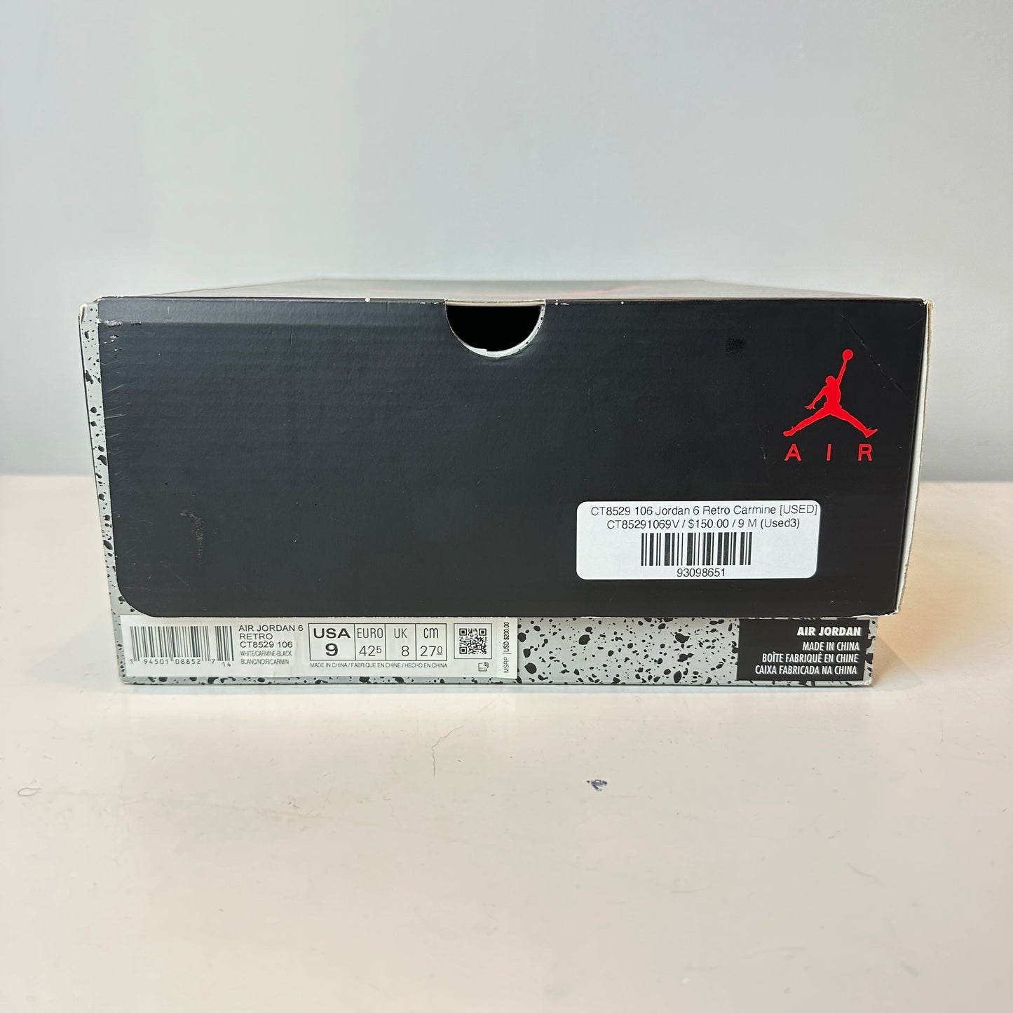 CT8529 106 Jordan 6 Retro Carmine [USED] - 9 M (Used)