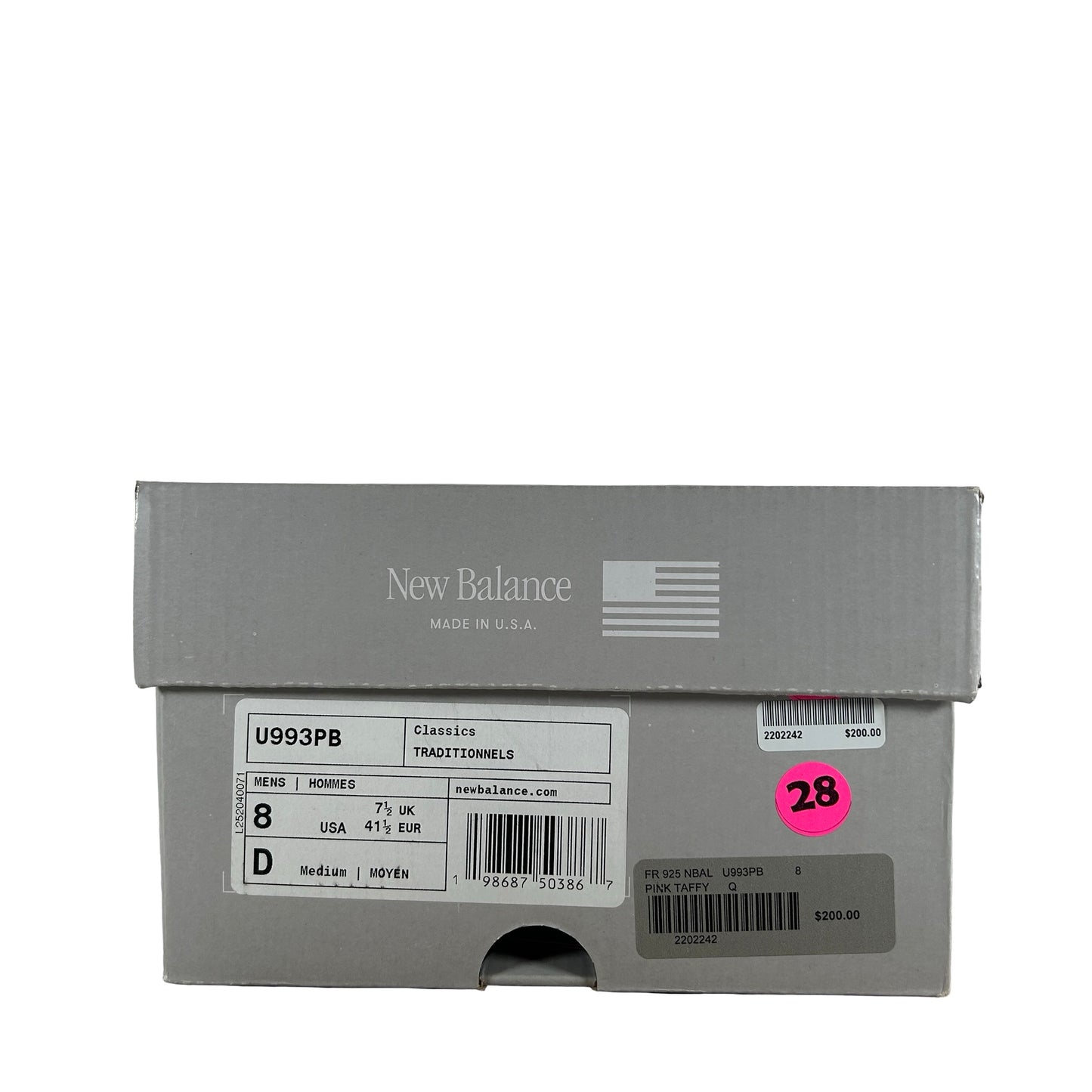 U993PB New Balance 993 MiUSA Pink Taffy [USED] - 8 M (Used)