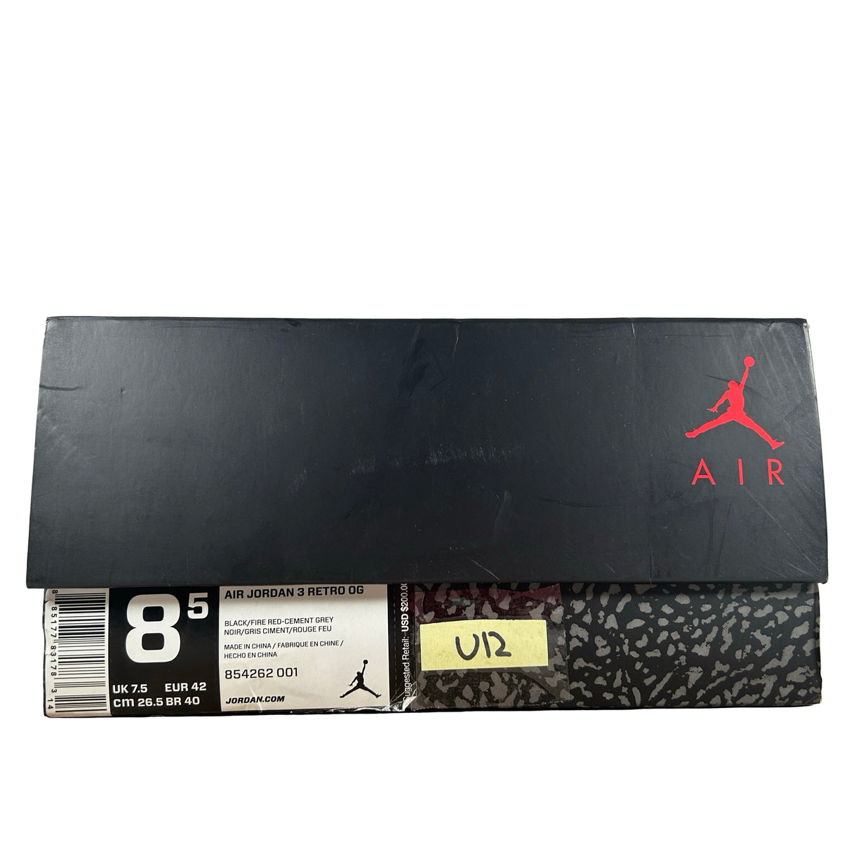 854262 001 Jordan 3 Black Cement 2018 [USED] - 8.5 M (Used12)