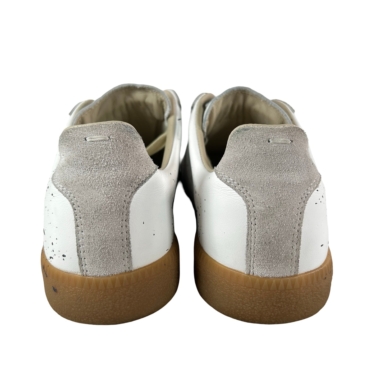 S57WS0481P6230H0A65 Maison Margiela Paint Replica German Army Trainer (GAT) White Pewter [USED] - 39 EU (Used) (No Box)