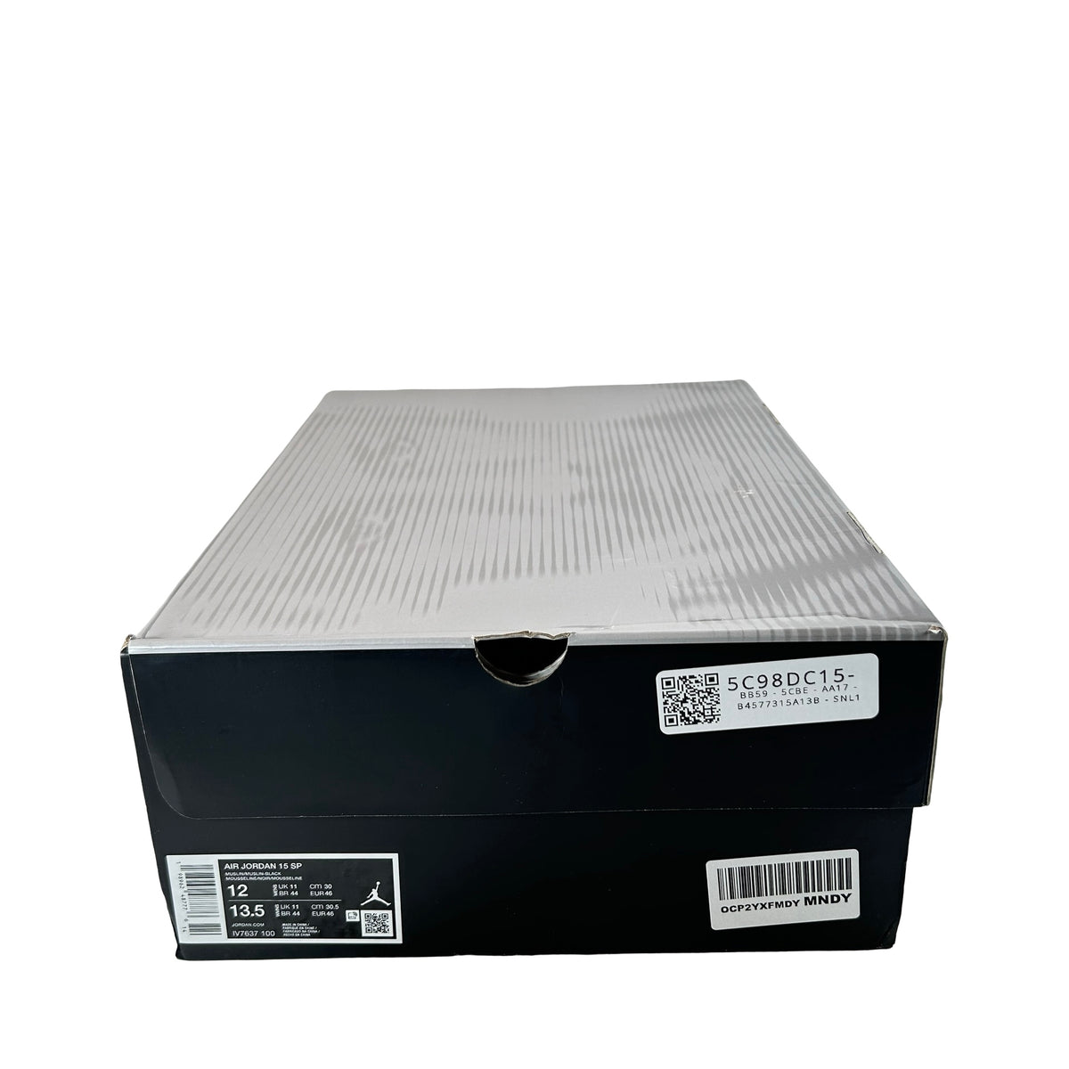 IV7637 100 Jordan 15-23RE Black Muslin [USED] - 12 M (Used)