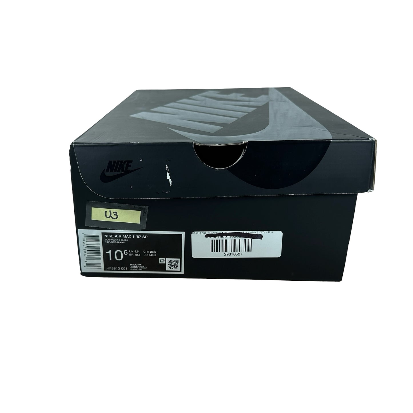 HF8813 001 Nike Air Max 1 '87 SP Supreme Black White [USED] - 10.5 M (Used3)