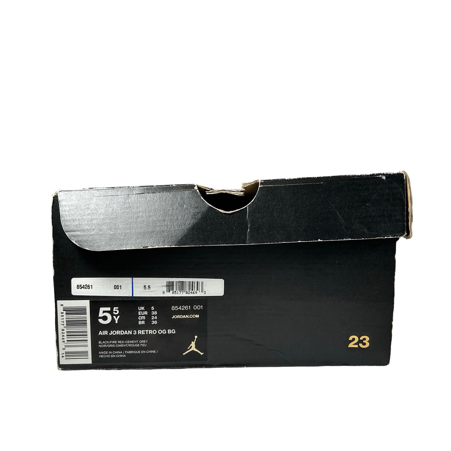 854261 001 Jordan 3 Black Cement GS [USED] - 5.5 Y (Used)