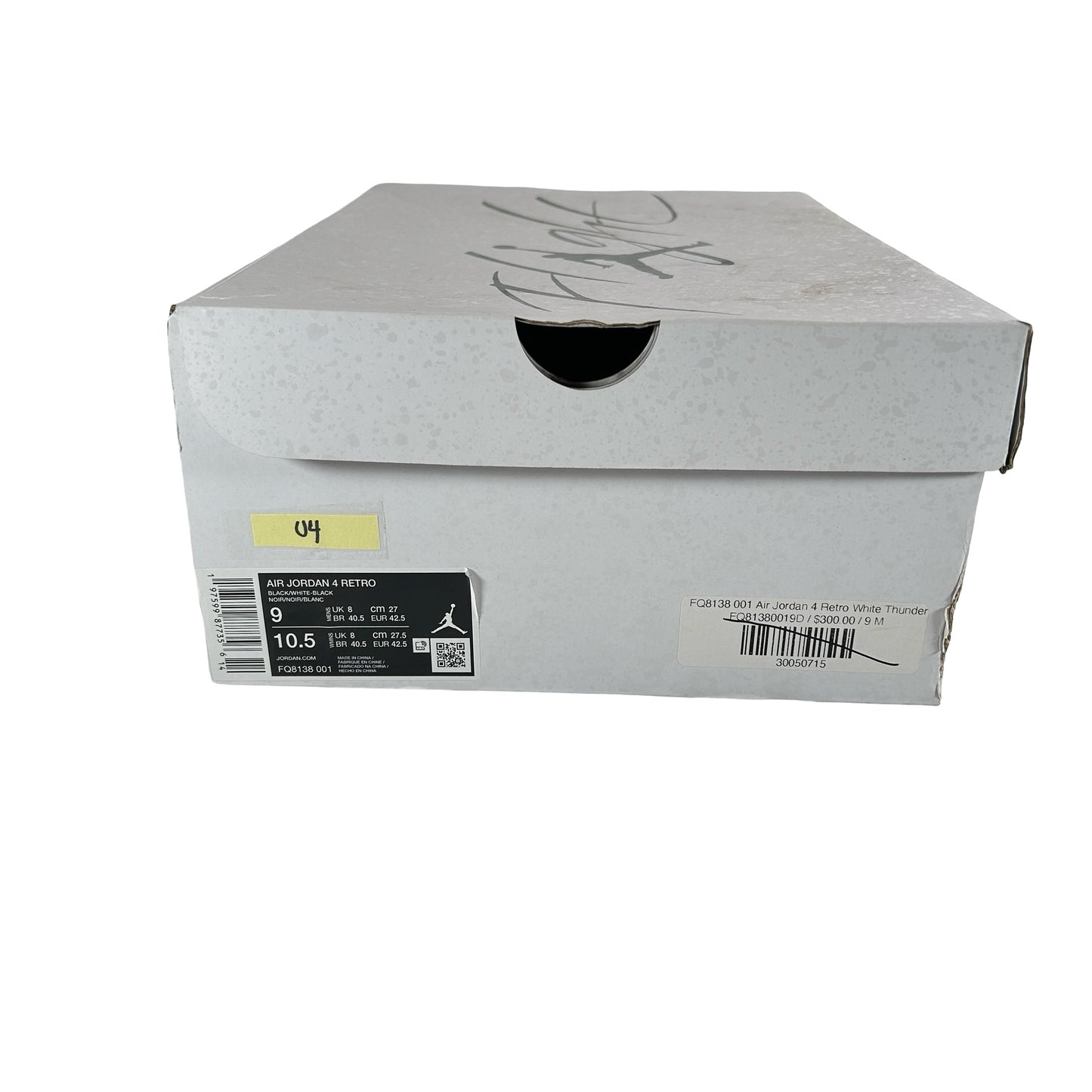 FQ8138 001 Jordan 4 Retro White Thunder [USED] - 9 M (Used4)