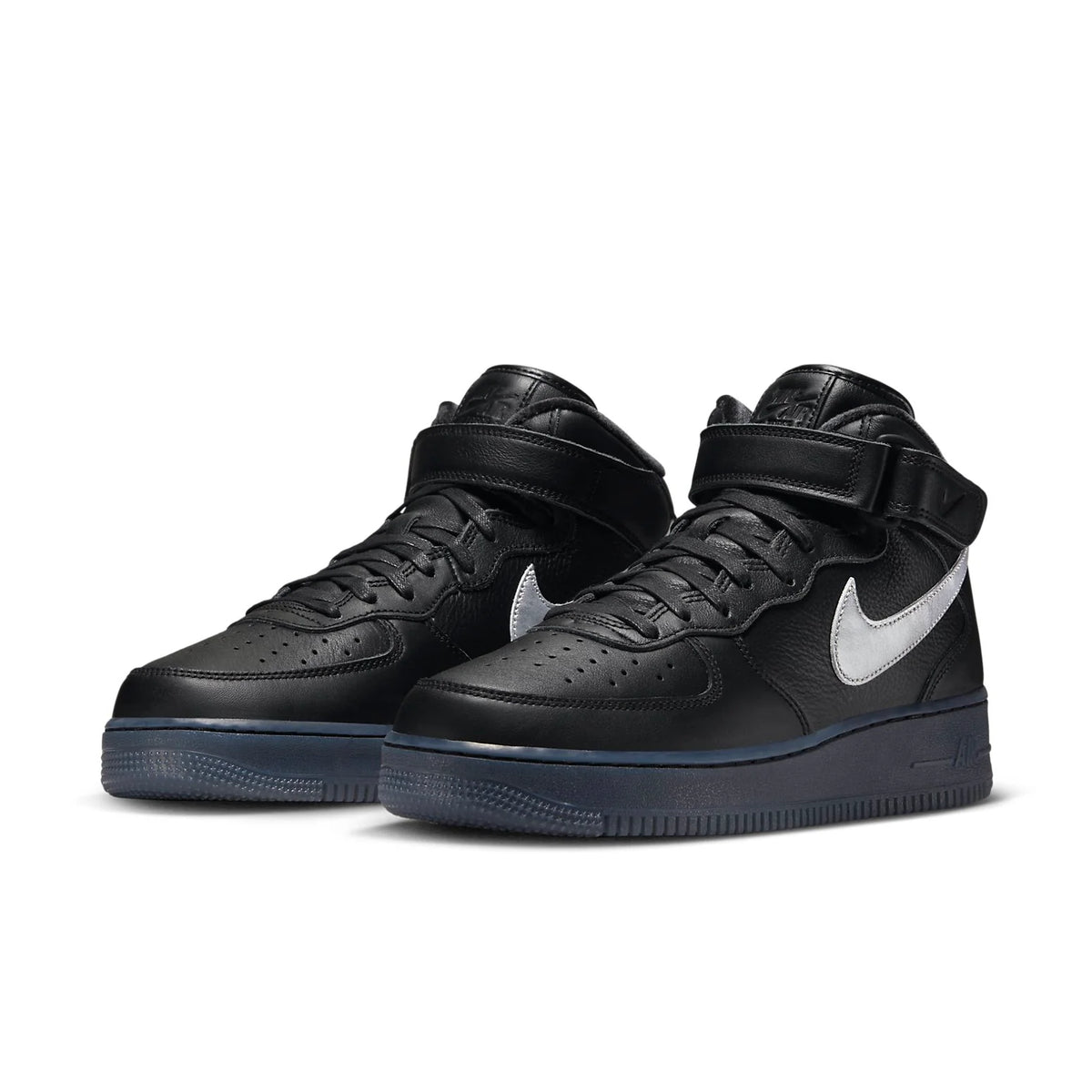 DX3061 001 Nike Air Force 1 Mid PRM Black Metallic Silver