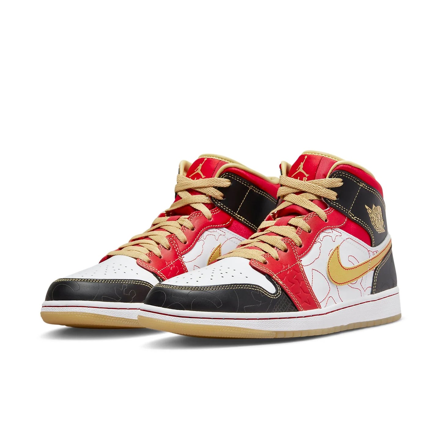 DV0576 176 Air Jordan 1 Mid XQ White Black Sport Red