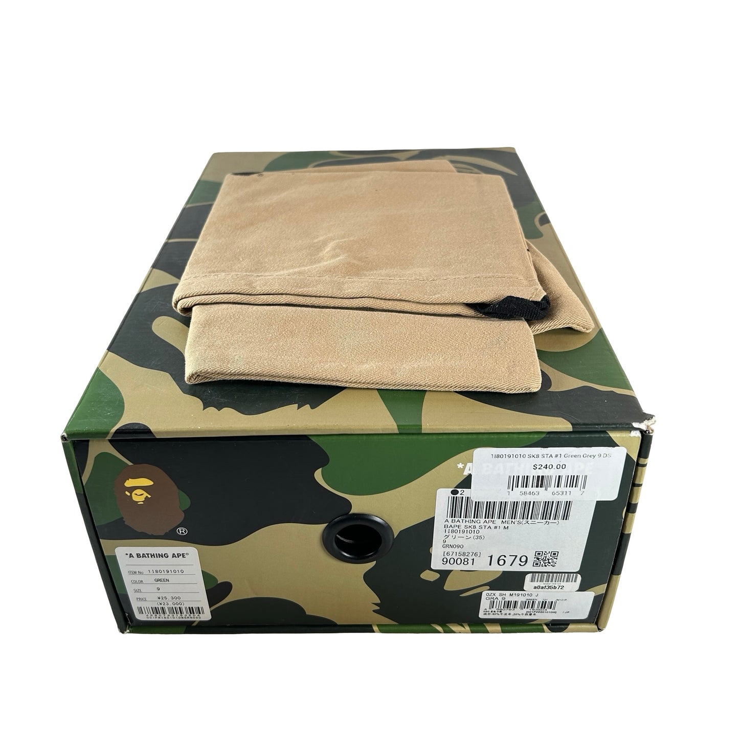 1I80191010 A Bathing Ape Bape SK8 Sta Green Grey [USED] - 9 M (Used)