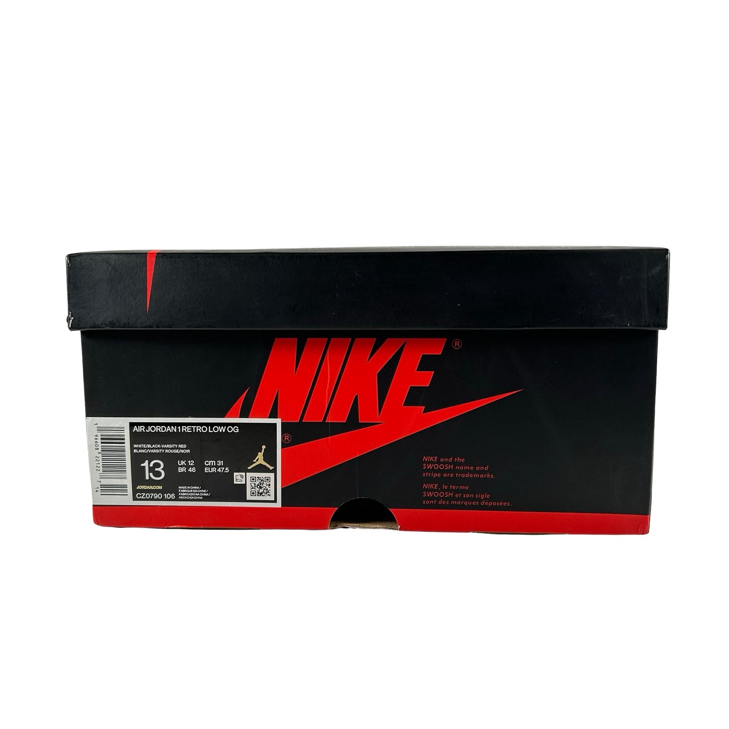 CZ0790 106  Jordan 1 Retro Low OG Black Toe (2023) [USED] - 13 M (Used)