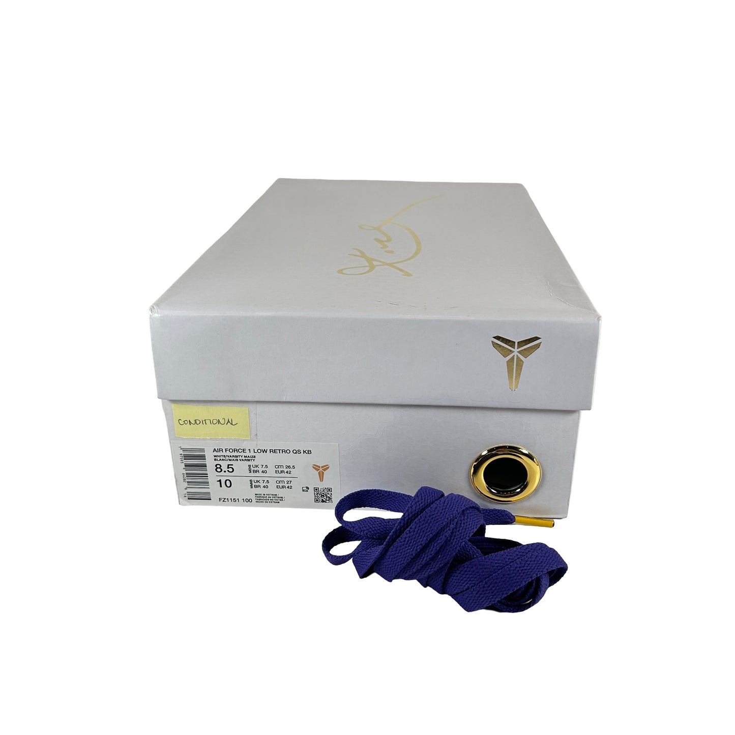 FZ1151 100 Nike Air Force 1 Low Retro QS Kobe Bryant Lakers Home [CONDITIONAL] - 8.5 M (Small Mark On Left Sole)