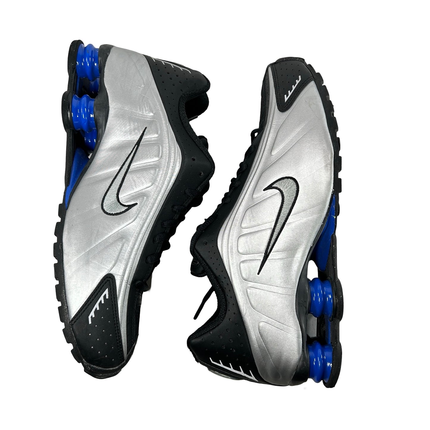AR3565 006 Nike Shox R4 Metallic Silver Black Racer Blue (Women's) [USED] - 11 W (Used) (No Box)