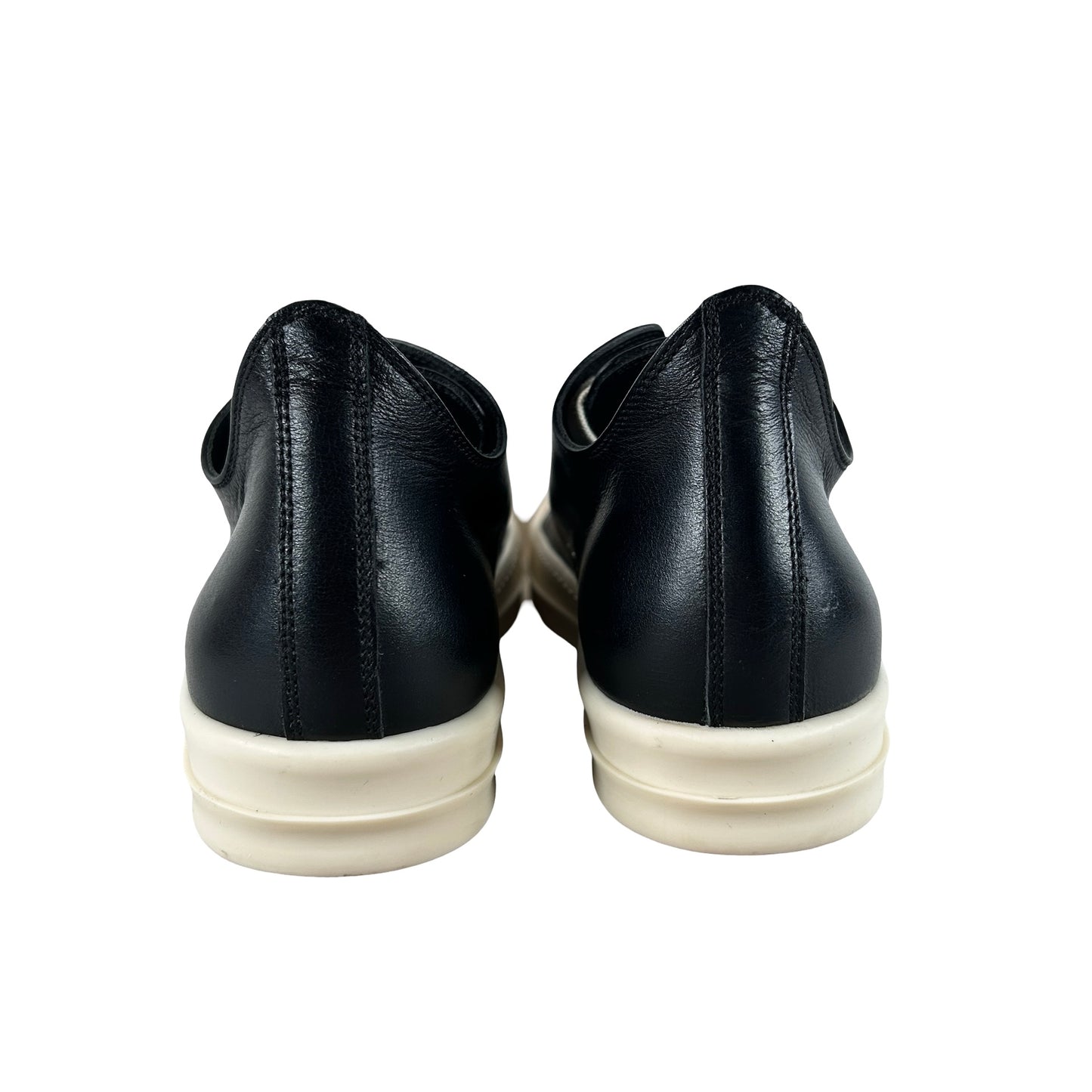 RU02E1891 LCO 911 Rick Owens Low Sneaks Leather Black Milk [USED] - 35 EU (Used) (No Box)