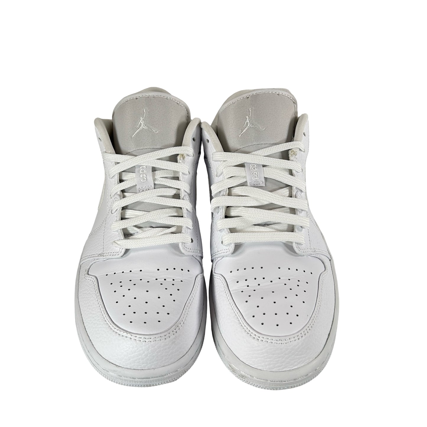 553558 130 Jordan 1 Low Triple White Tumbled Leather [USED] - 10 M (Used)
