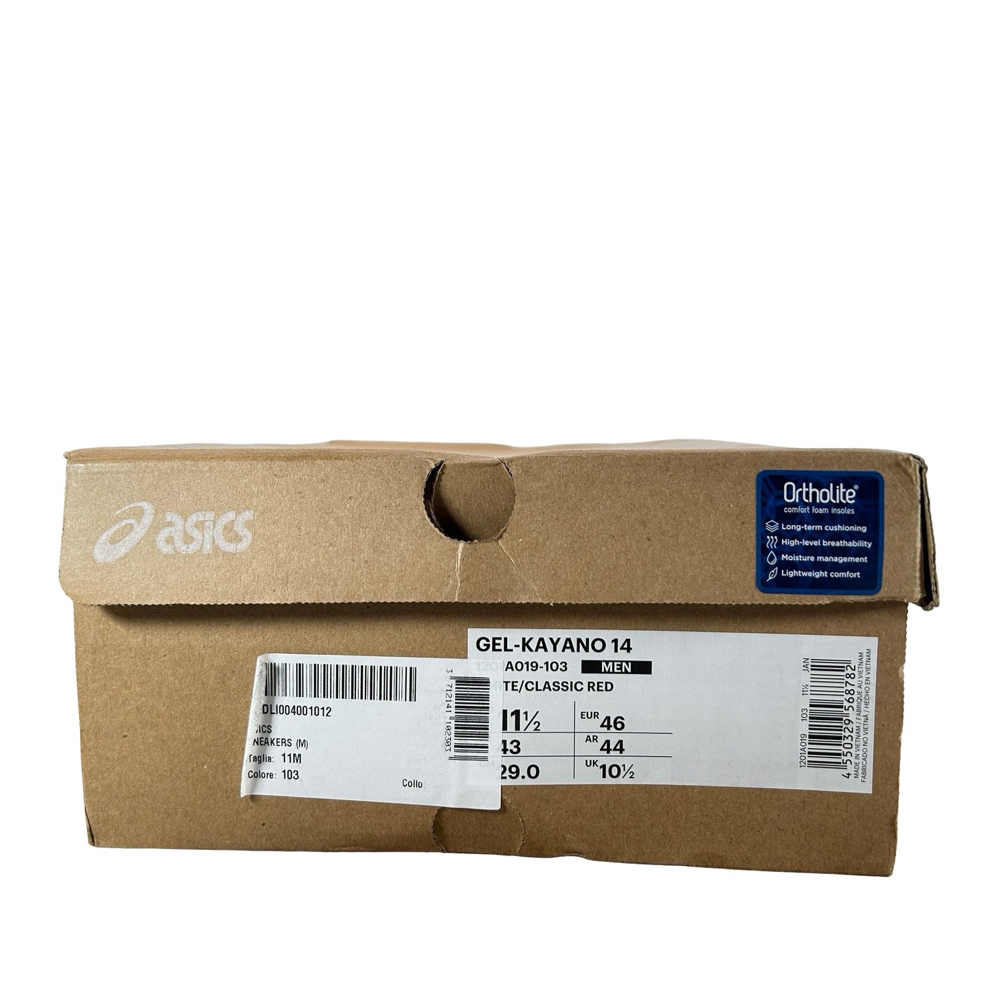 1201A019 103 ASICS Gel-Kayano 14 White Classic Red [USED] - 11.5 M (Used)
