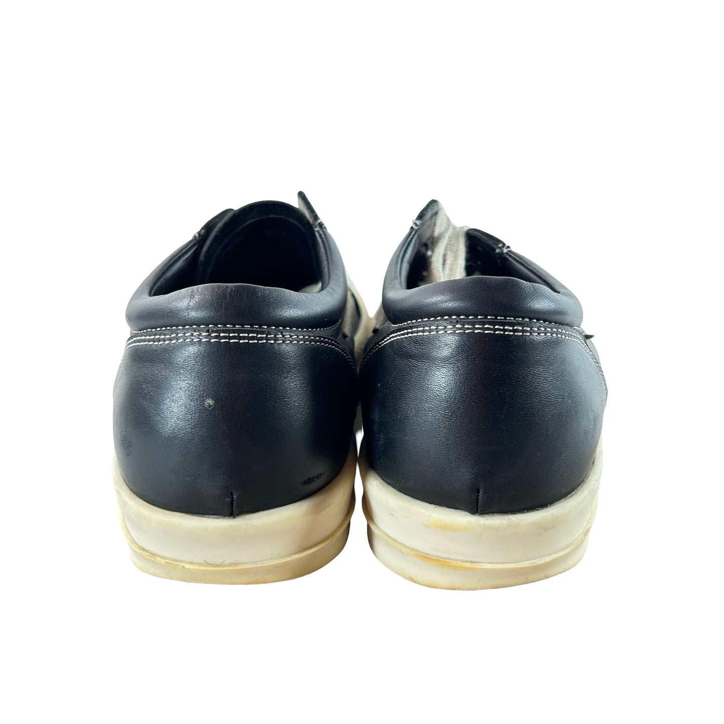 RU01E5897 LGYLVS 911 Rick Owens Vintage Leather Sneaker Black Milk [USED] - 43 EU / 10 US M (Used) (No Box)