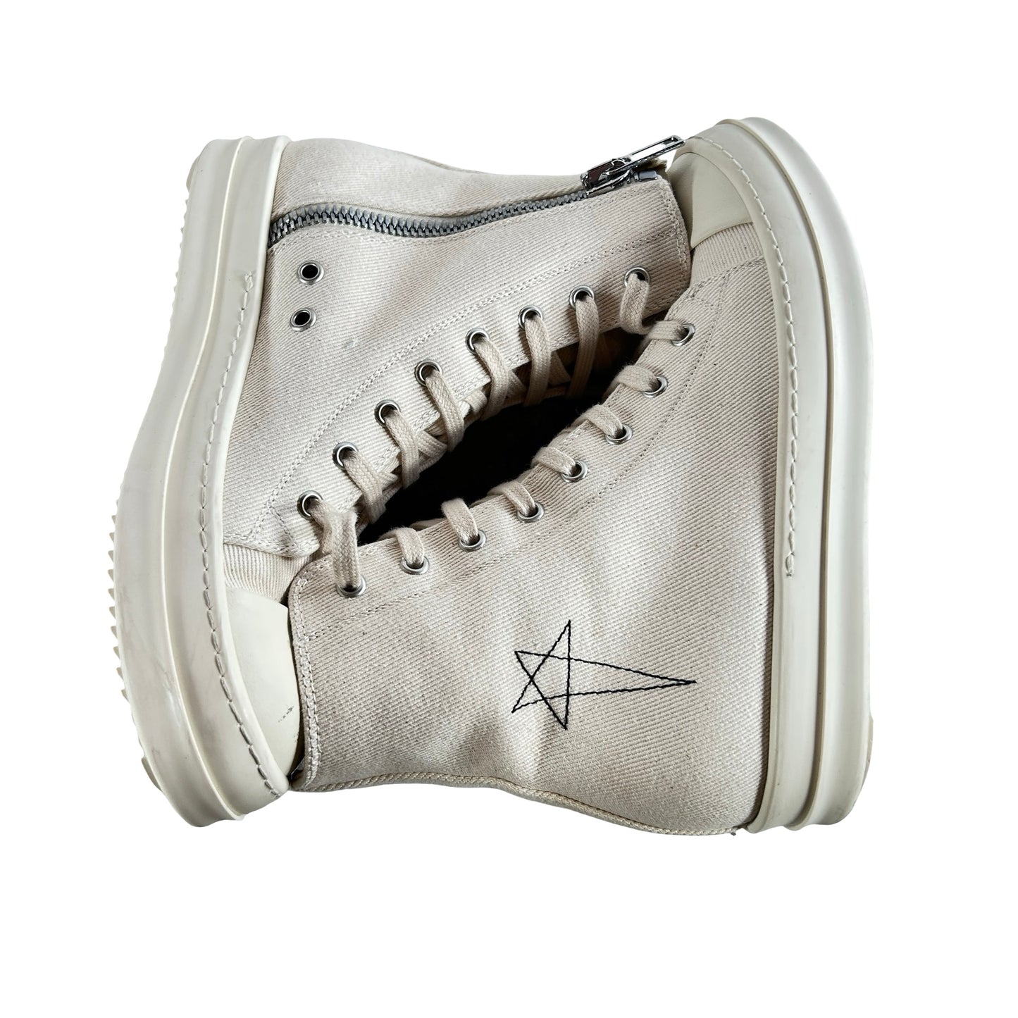 DS01B7800 DMNET1 210911 Rick Owens Drkshdw Fogachine Hi Pentagram Embroidery Natural Black [USED] - EU 37.5 (Used)