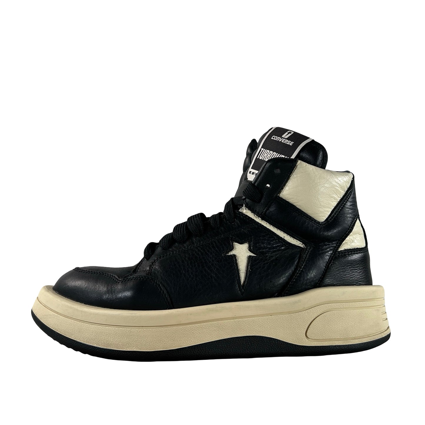 AO3945C Converse TURBOWPN Mid Rick Owens DRKSHDW Black Cloud Cream [USED] - 9.5 M (Used) (No Box)