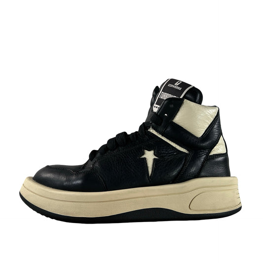 AO3945C Converse TURBOWPN Mid Rick Owens DRKSHDW Black Cloud Cream [USED] - 9.5 M (Used) (No Box)