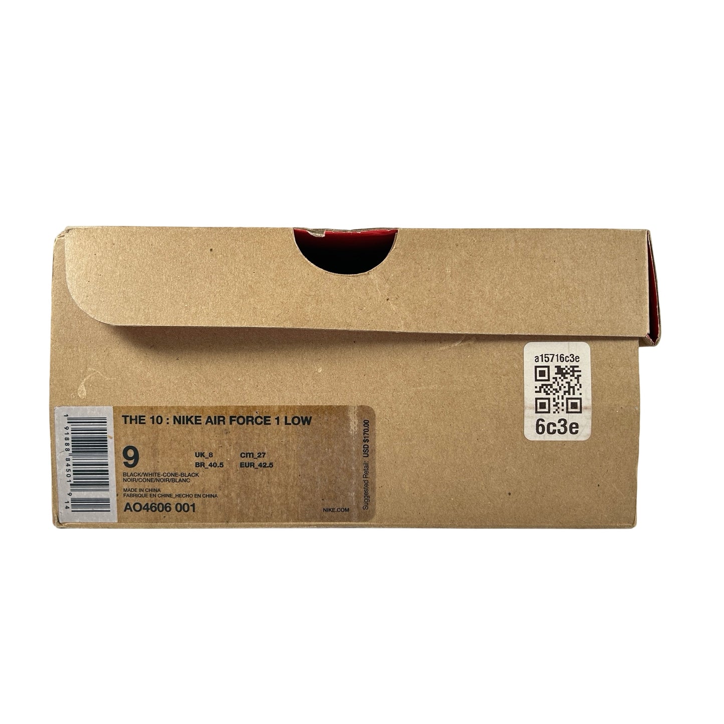 AO4606 001 Nike Air Force 1 Low Off-White Black White [USED] - 9 M (Used)