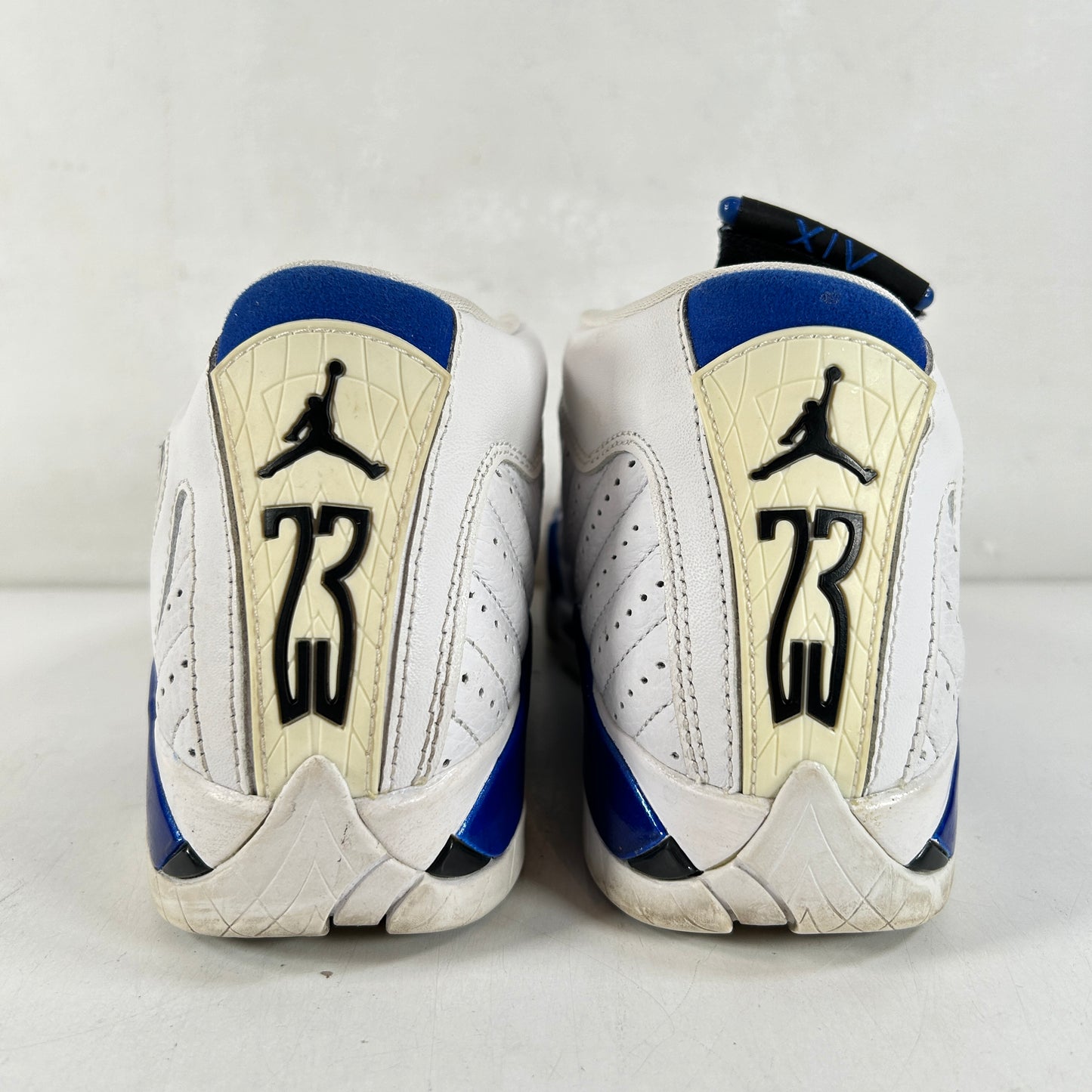 487524 104 Jordan 14 Retro White Hyper Royal (GS) [USED] - 4 Y (Used)