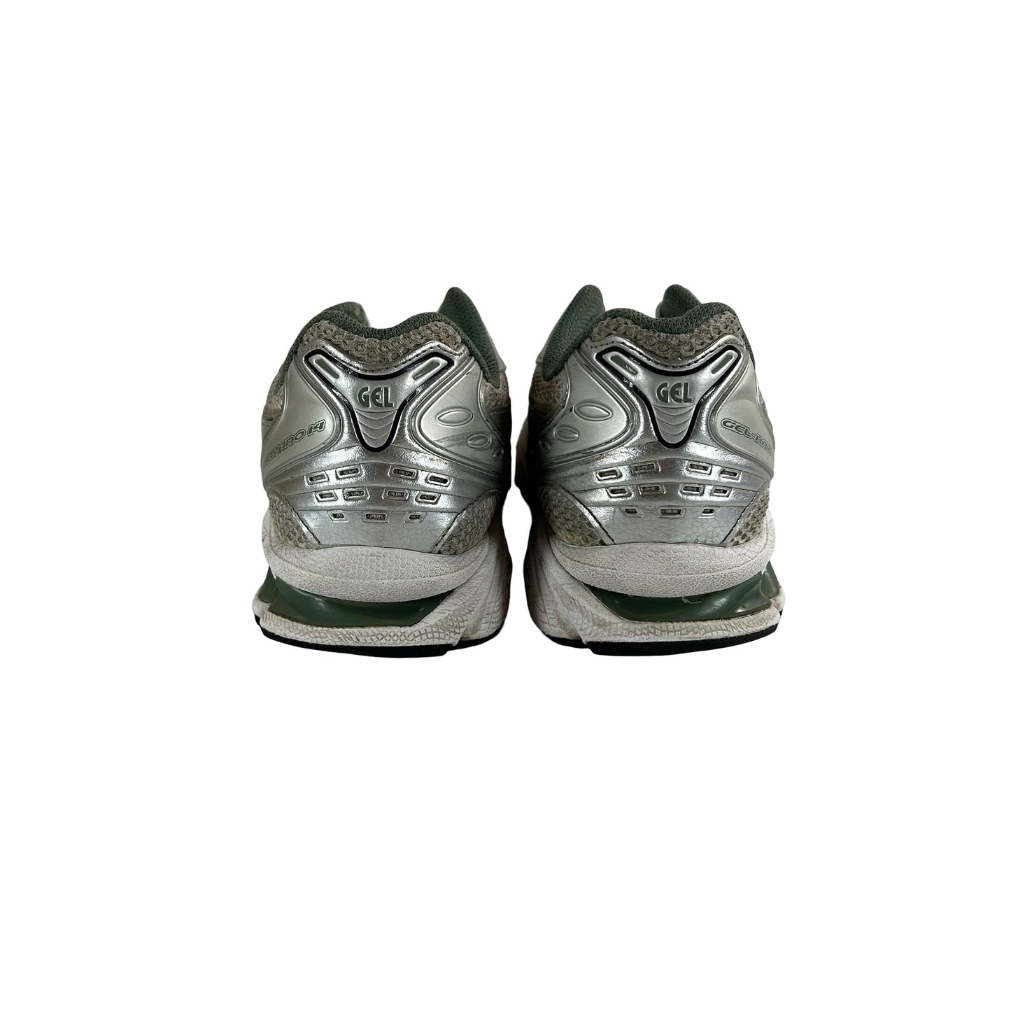 1201A019 107 ASICS Gel-Kayano 14 White Pure Silver Slate Grey Sage [USED] - 8 M (Used)